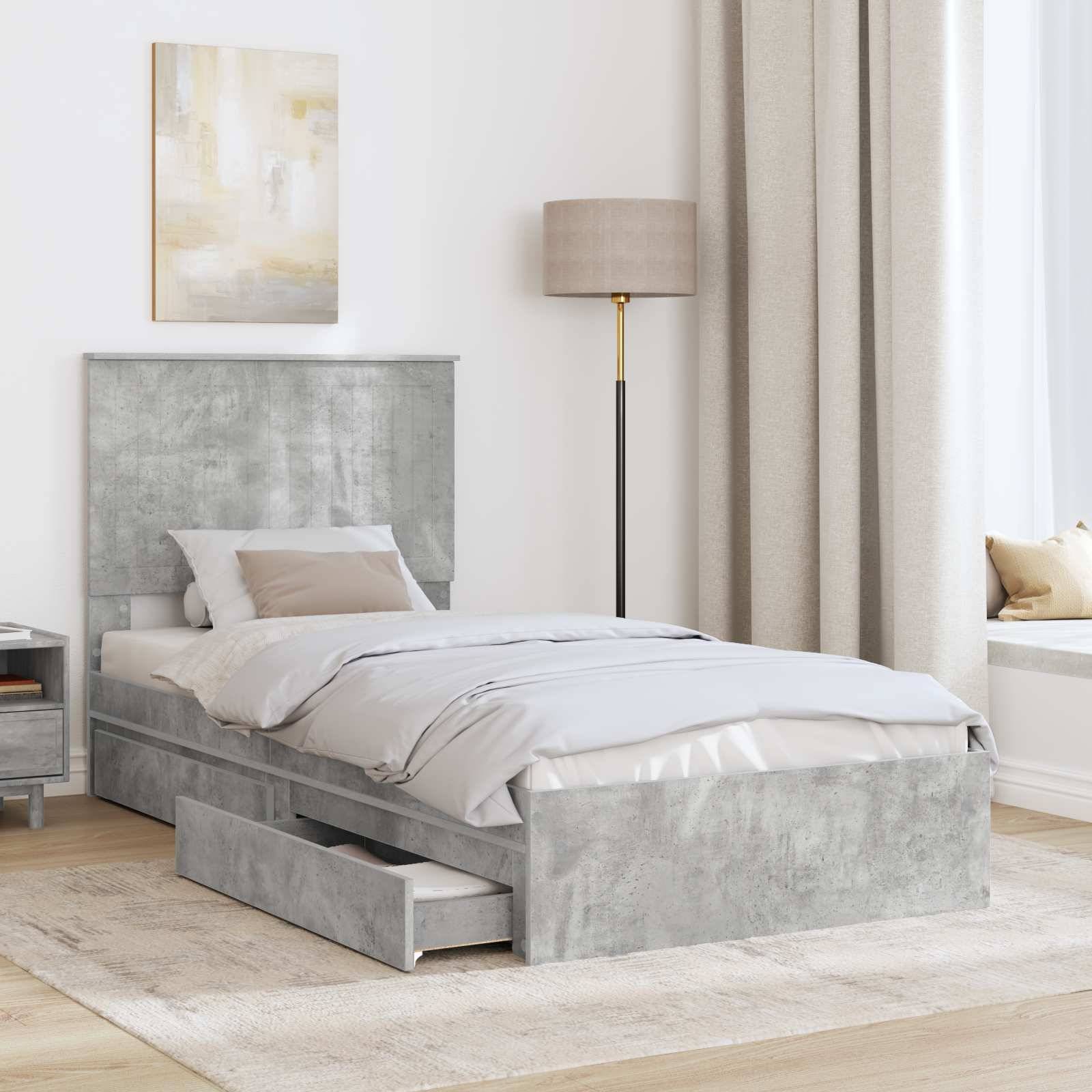 vidaXL Aufbewahrungsbett Beton Grau 90 x 190 cm Holzwerkstoff
