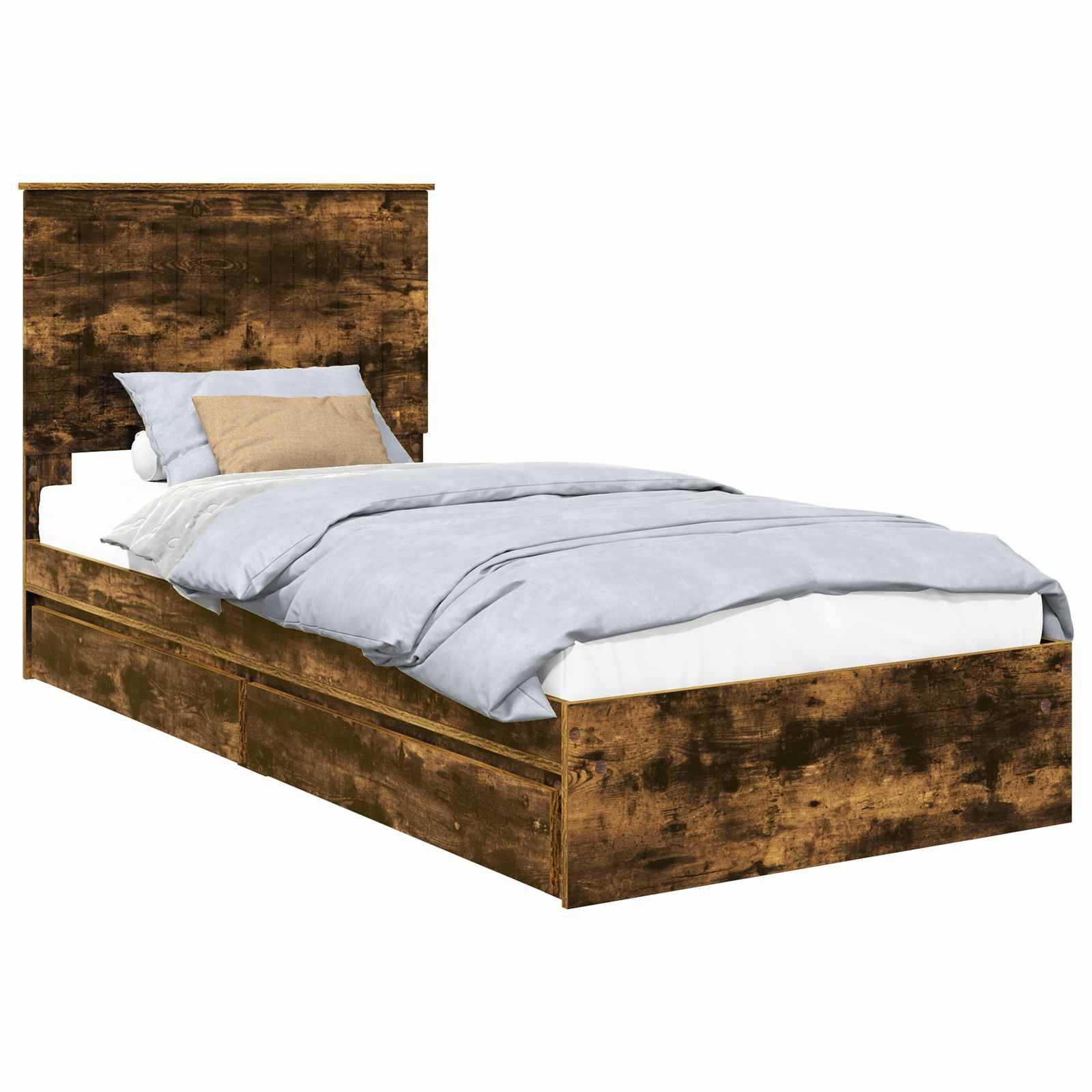 vidaXL Aufbewahrungsbett Geräucherte Eiche 90 x 190 cm Holzwerkstoff