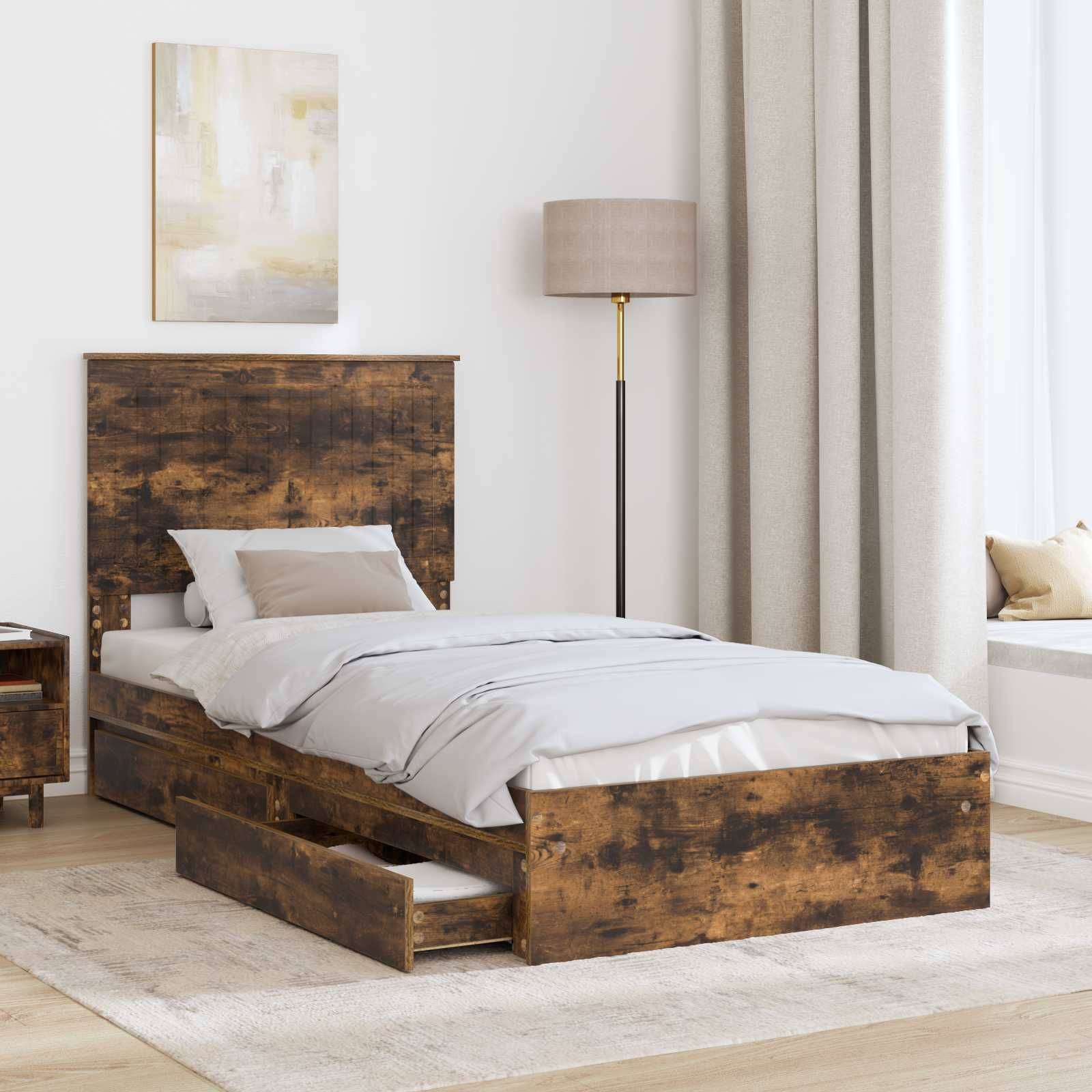 vidaXL Aufbewahrungsbett Geräucherte Eiche 90 x 200 cm Holzwerkstoff