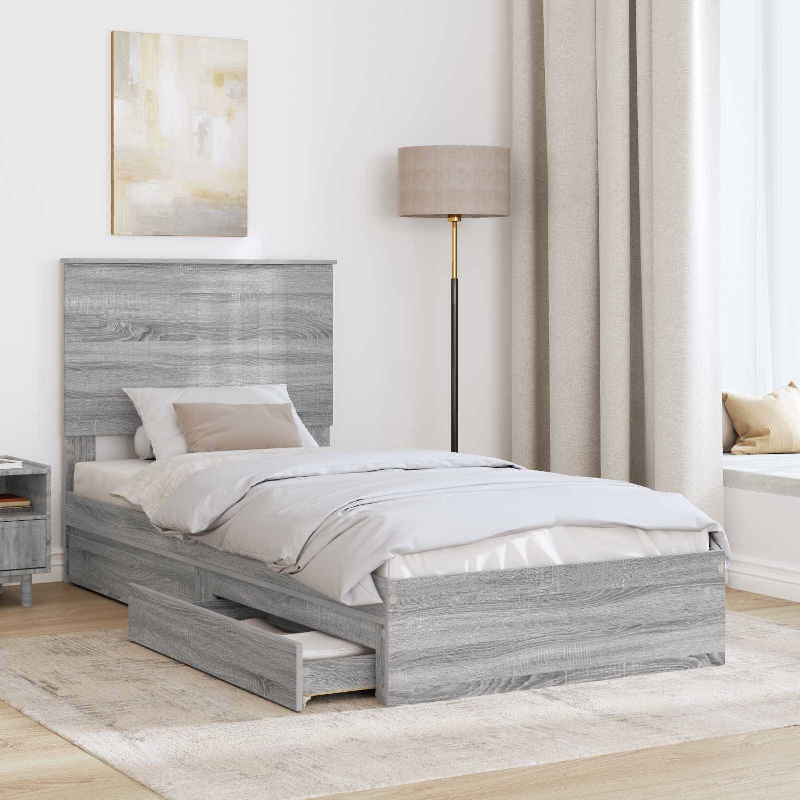 vidaXL Aufbewahrungsbett Graues Sonoma 90 x 200 cm Holzwerkstoff
