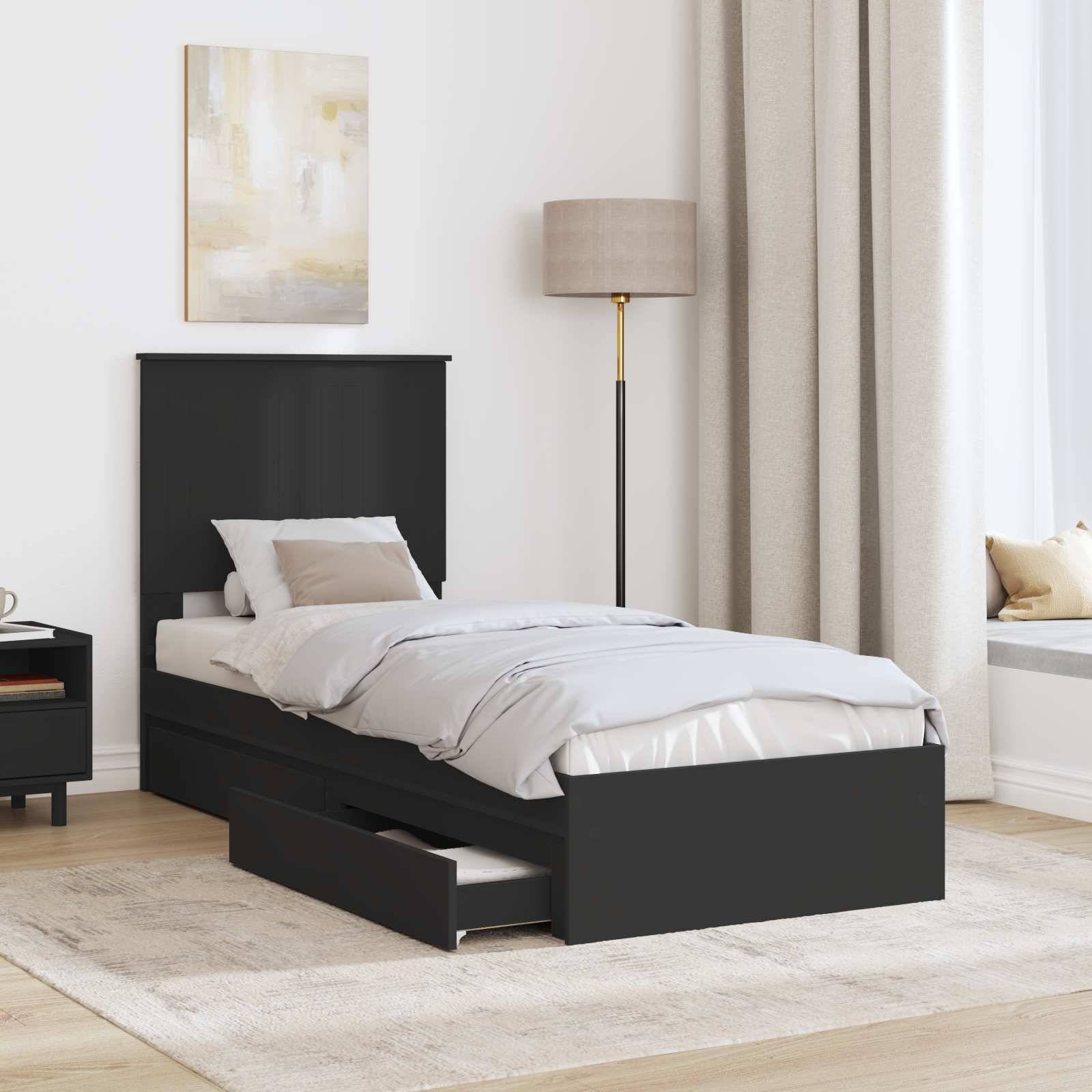 vidaXL Aufbewahrungsbett Schwarz 75 x 190 cm Holzwerkstoff