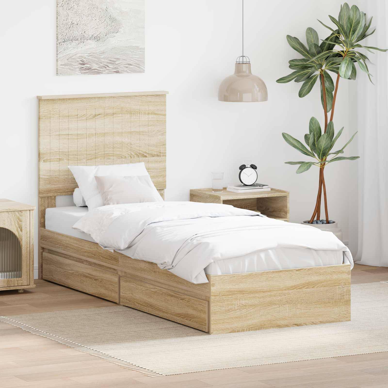 vidaXL Aufbewahrungsbett Sonoma-Eiche 75 x 190 cm Holzwerkstoff