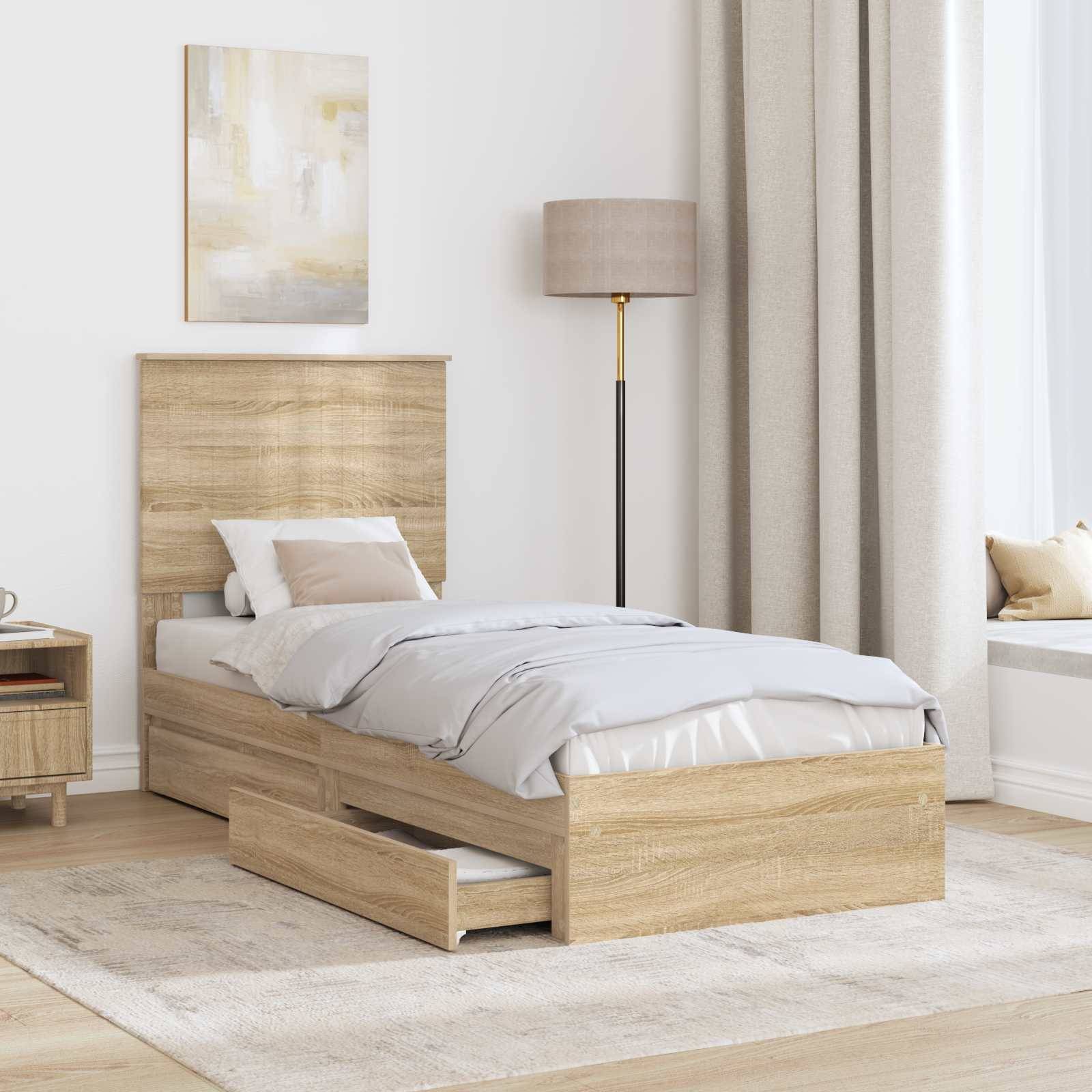 vidaXL Aufbewahrungsbett Sonoma-Eiche 75 x 190 cm Holzwerkstoff