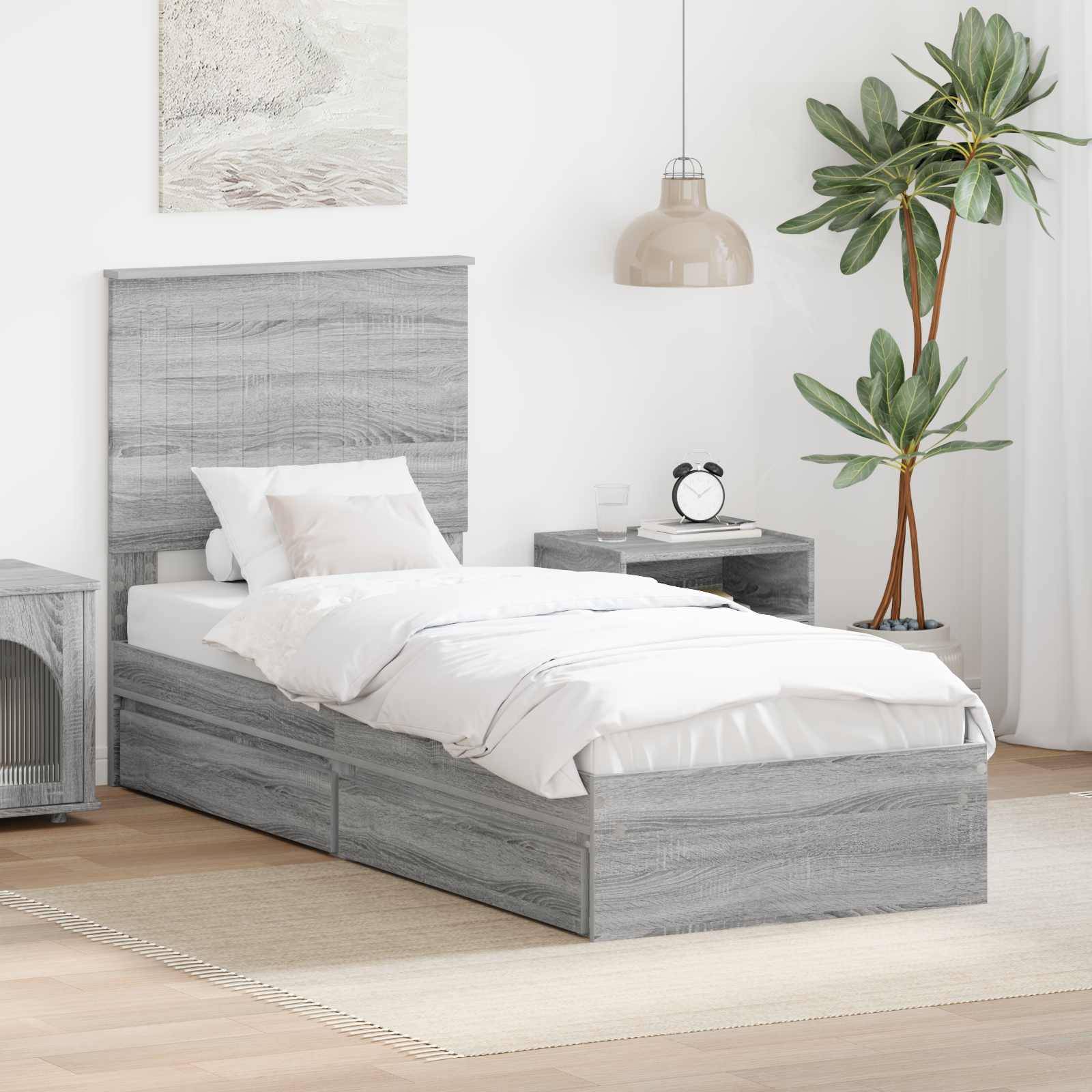 vidaXL Aufbewahrungsbett Graues Sonoma 75 x 190 cm Holzwerkstoff