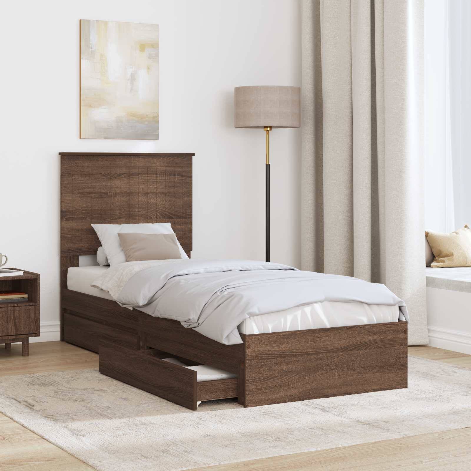 vidaXL Aufbewahrungsbett Braun Eichen-Optik 75 x 190 cm Holzwerkstoff
