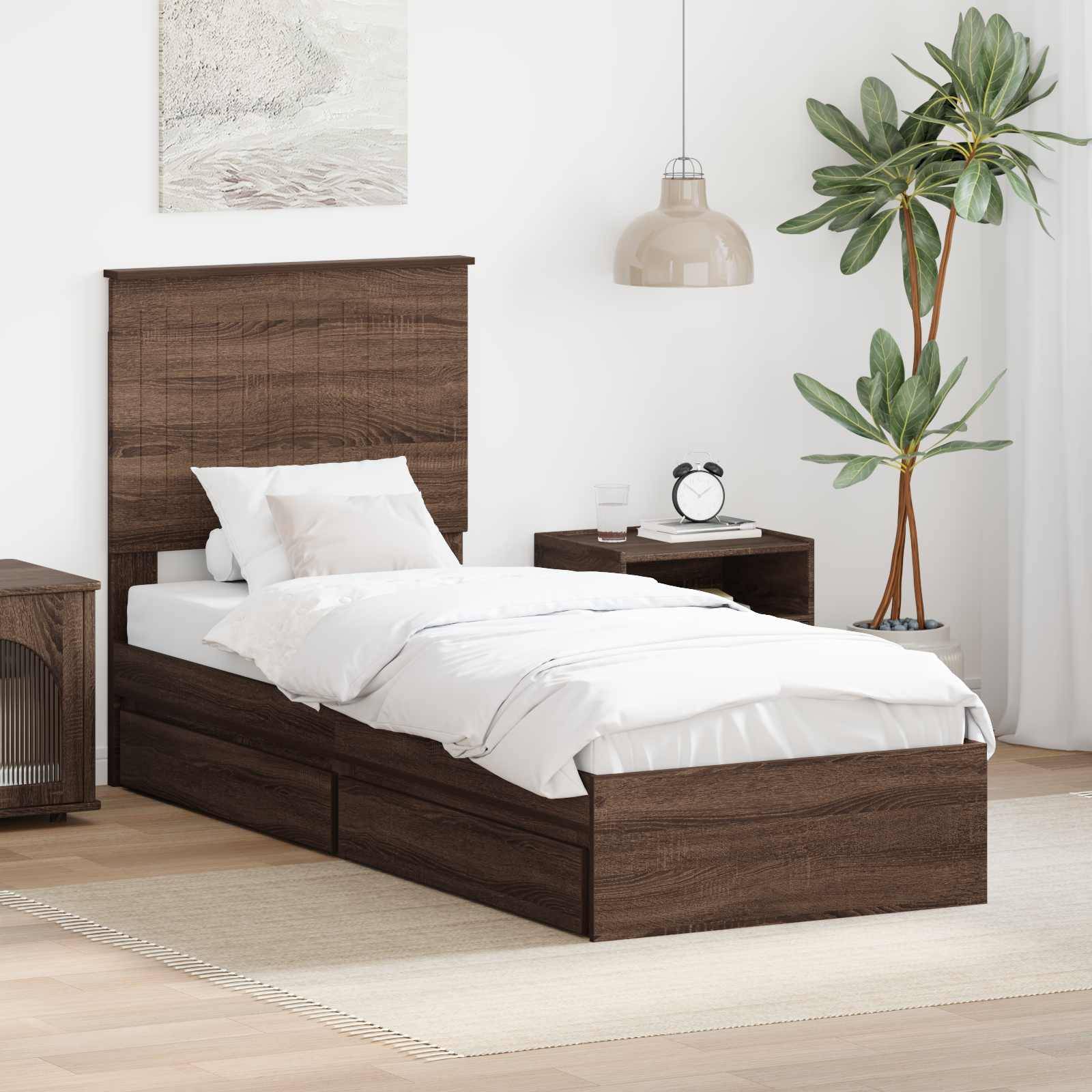 vidaXL Aufbewahrungsbett Braun Eichen-Optik 75 x 190 cm Holzwerkstoff