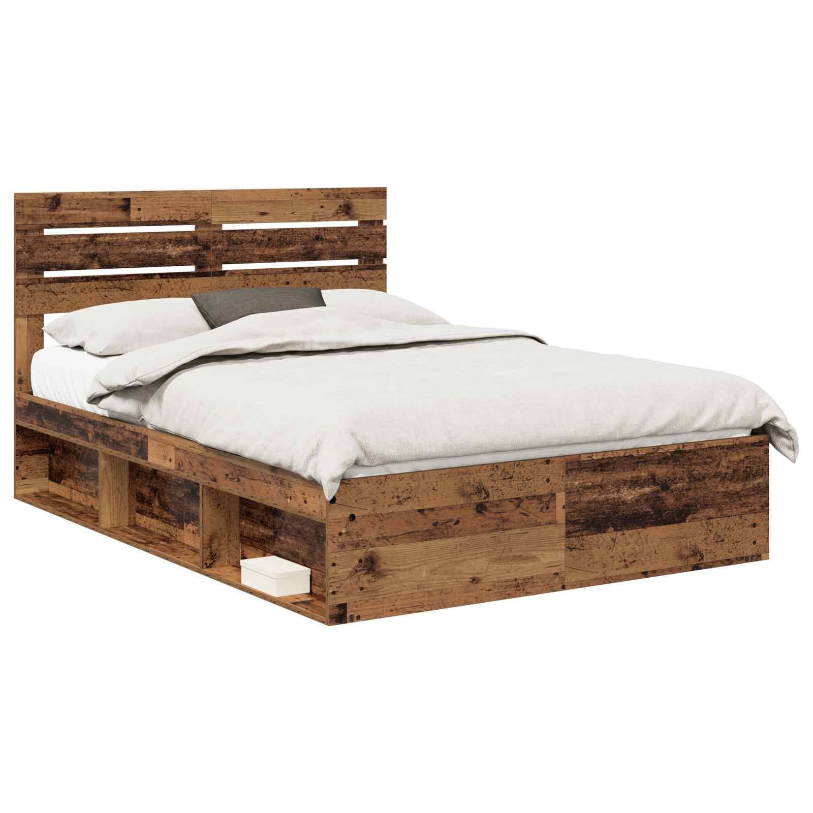 vidaXL Bettrahmen Altholz 140 x 190 cm Massives Kiefernholz