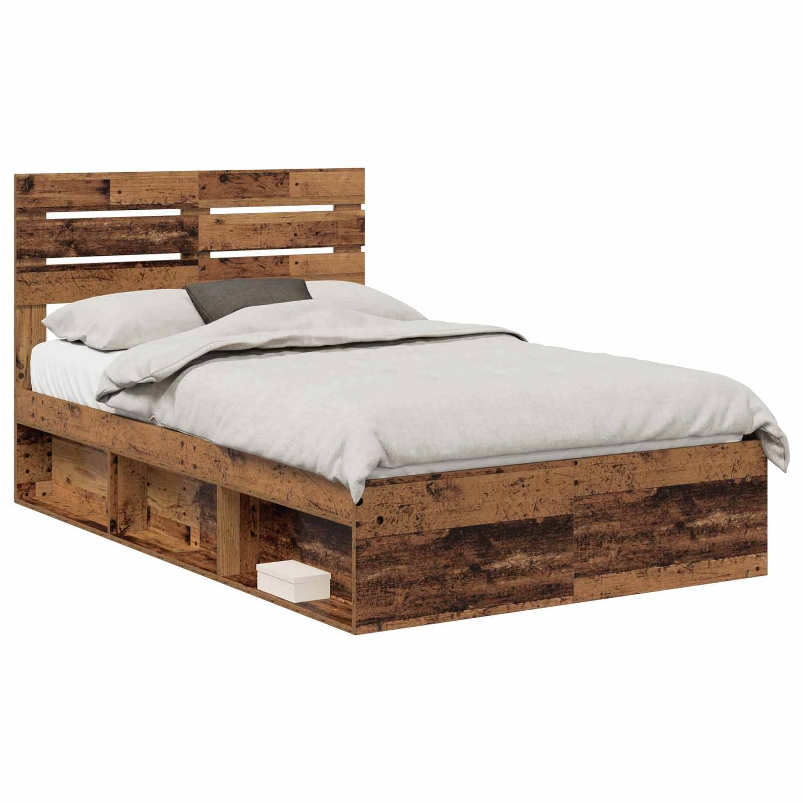 vidaXL Bettrahmen Altholz 120 x 190 cm Massives Kiefernholz