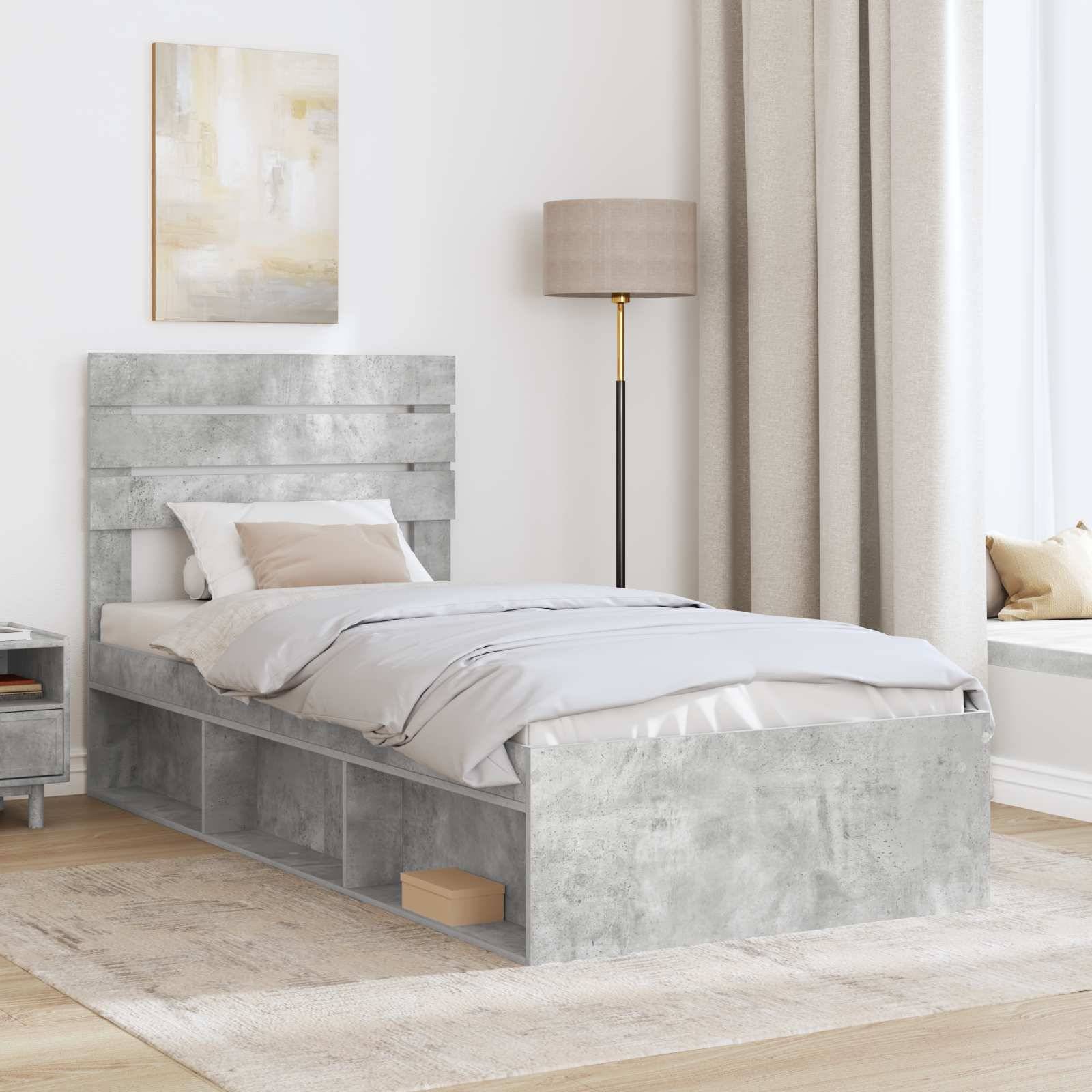 vidaXL Bettrahmen Beton Grau 100 x 200 cm Massives Kiefernholz