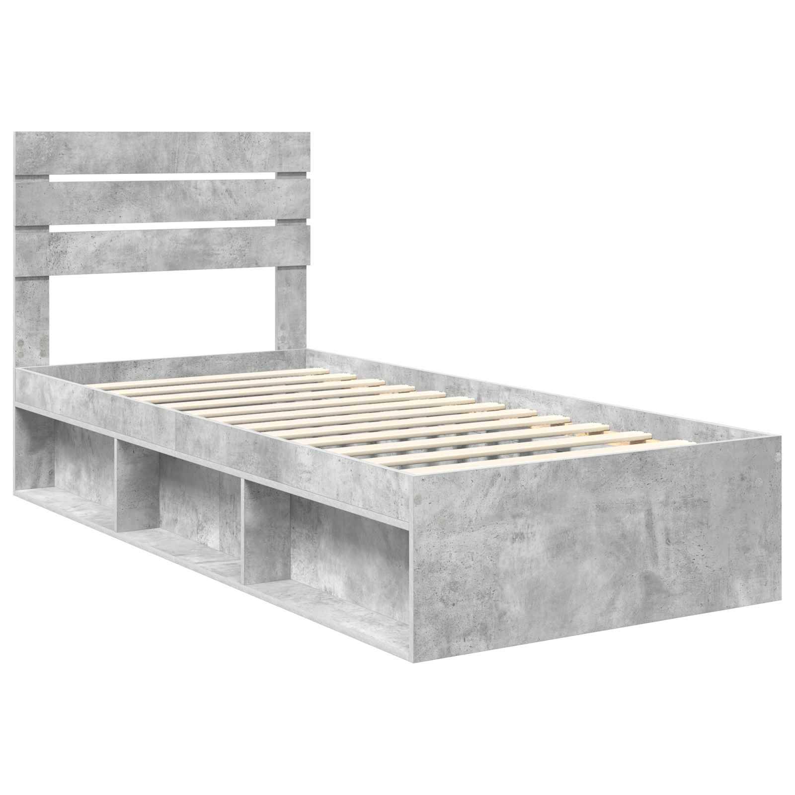 vidaXL Bettrahmen Beton Grau 100 x 200 cm Massives Kiefernholz