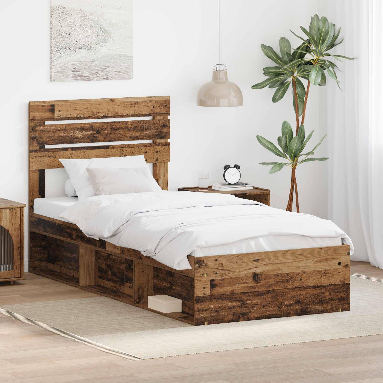 vidaXL Bettrahmen Altholz 100 x 200 cm Massives Kiefernholz