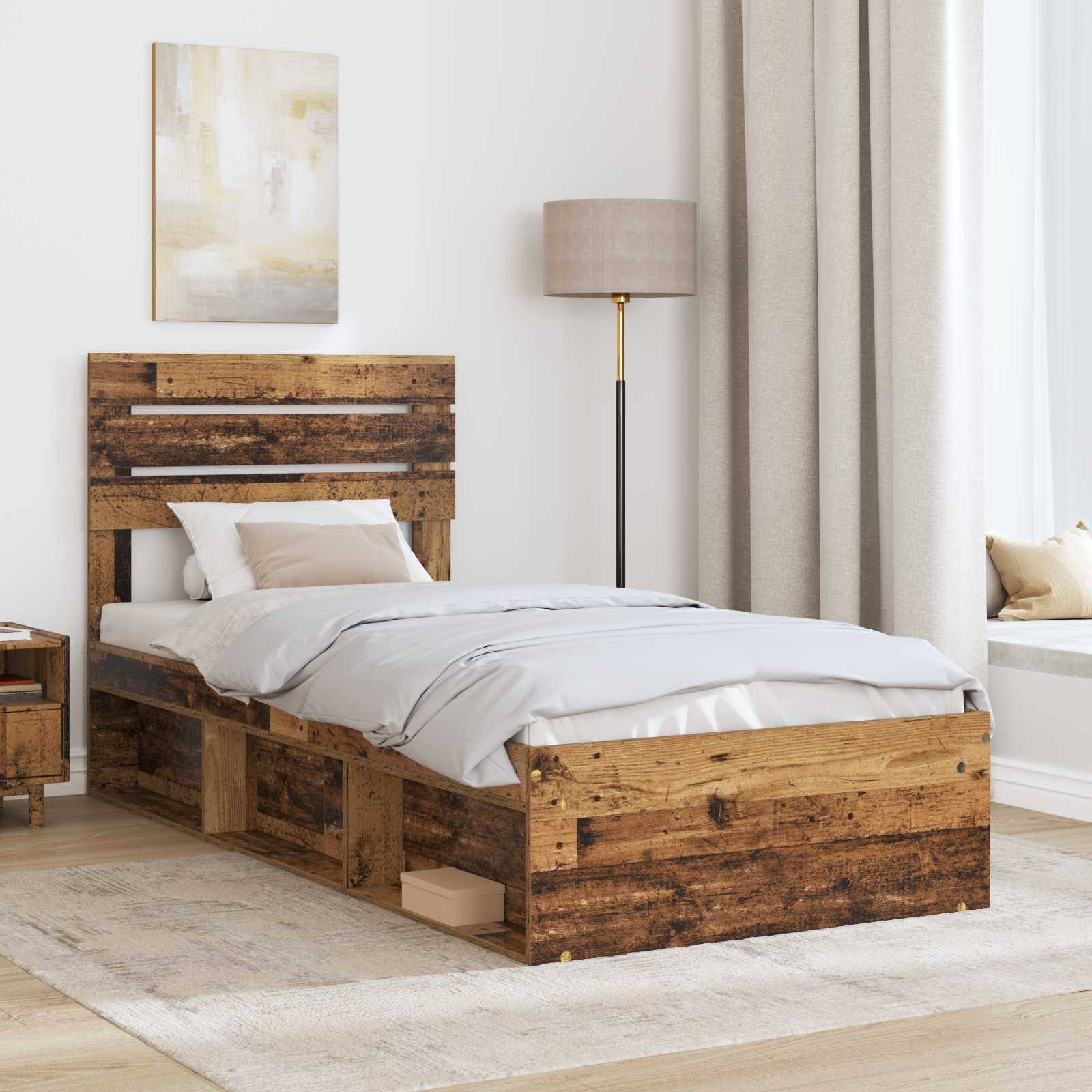 vidaXL Bettrahmen Altholz 90 x 190 cm Massives Kiefernholz