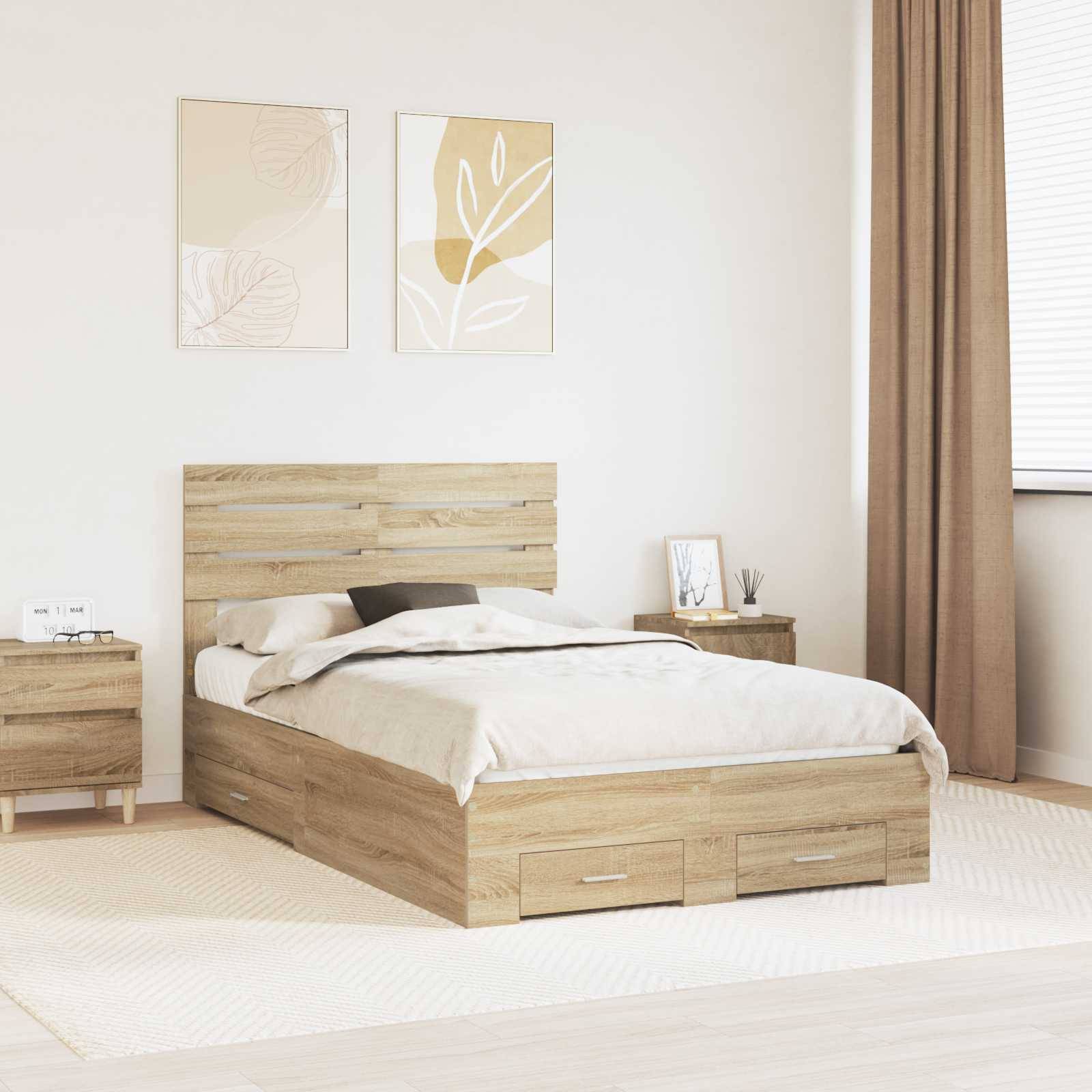 vidaXL Bettgestell mit Schubladen mit Kopfteil Holzwerkstoff