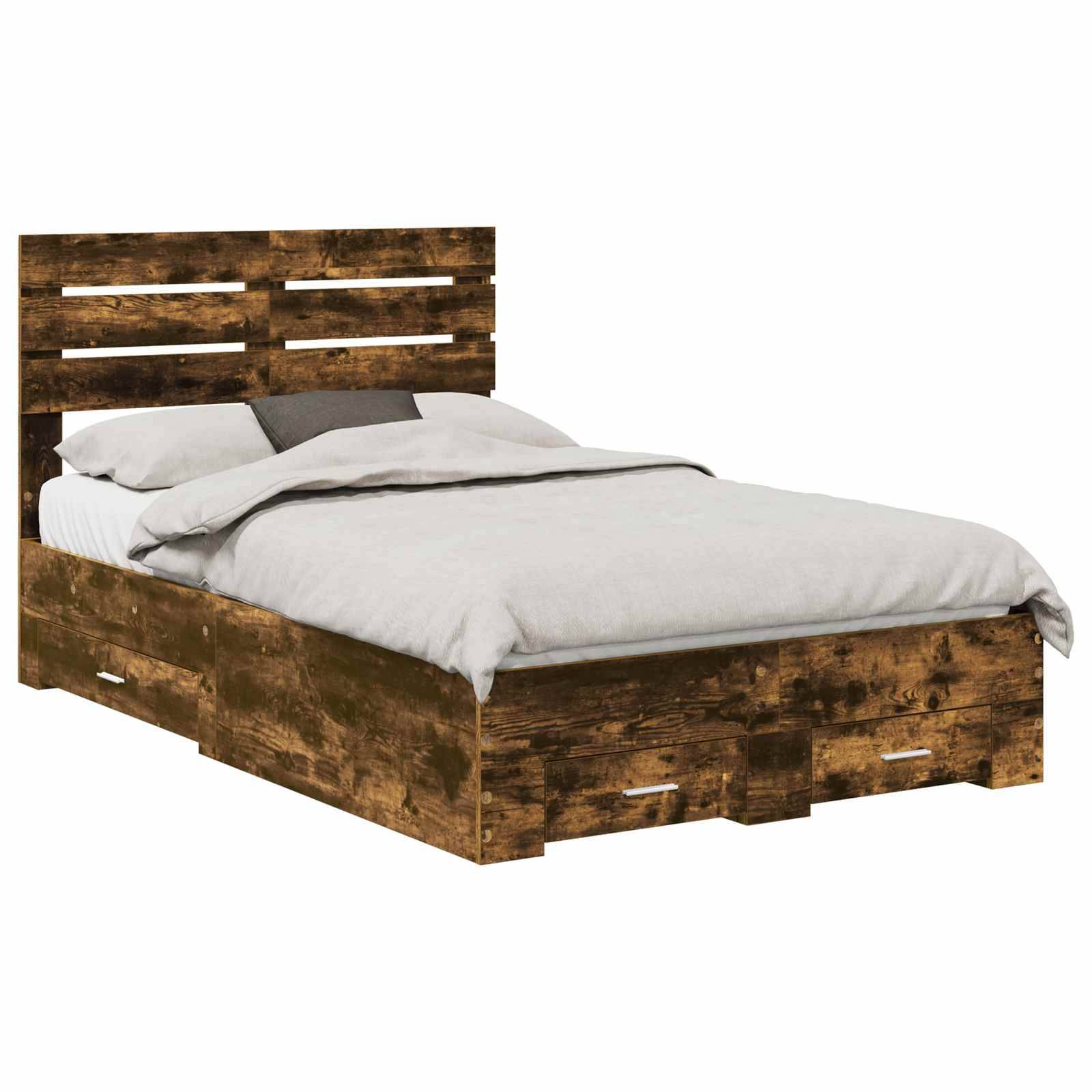 vidaXL Bettrahmen Geräucherte Eiche 120 x 190 cm Holzwerkstoff