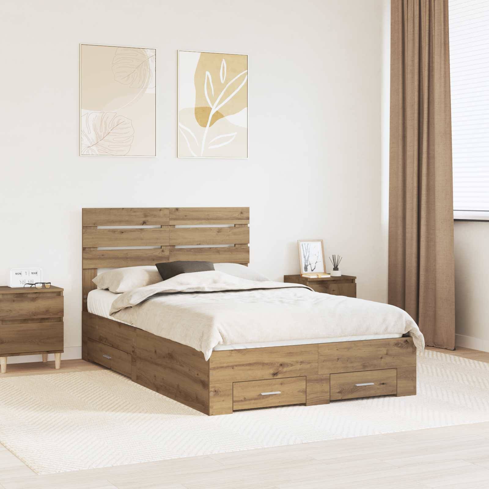 vidaXL Bettgestell mit Schubladen mit Kopfteil Holzwerkstoff