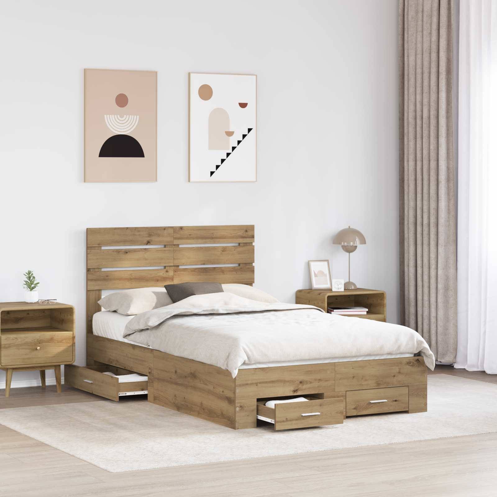 vidaXL Bettgestell mit Schubladen mit Kopfteil Holzwerkstoff