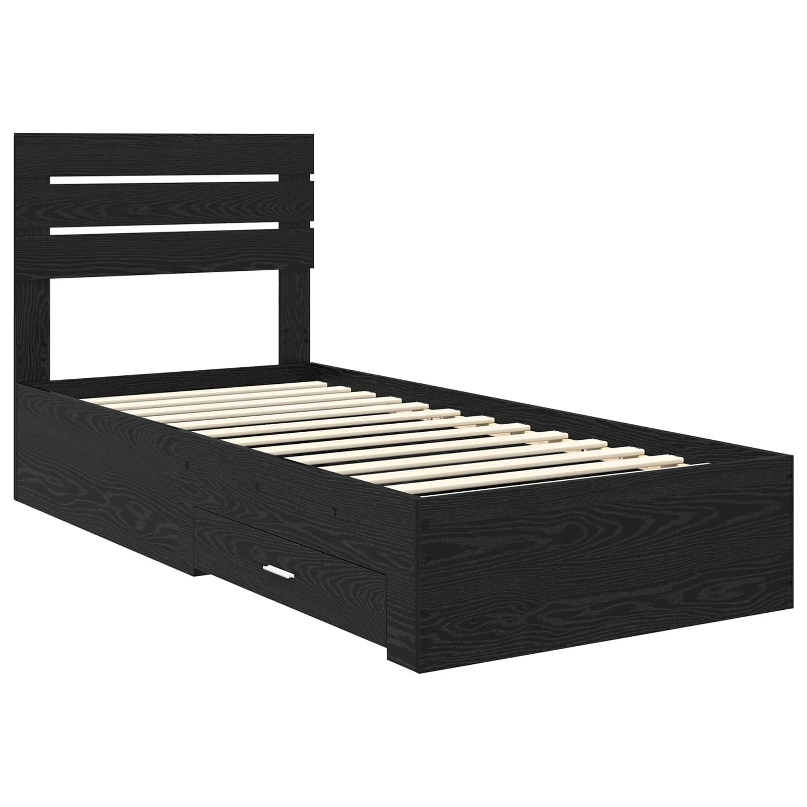 vidaXL Bettrahmen Schwarz Eichen-Optik 90 x 200 cm Holzwerkstoff