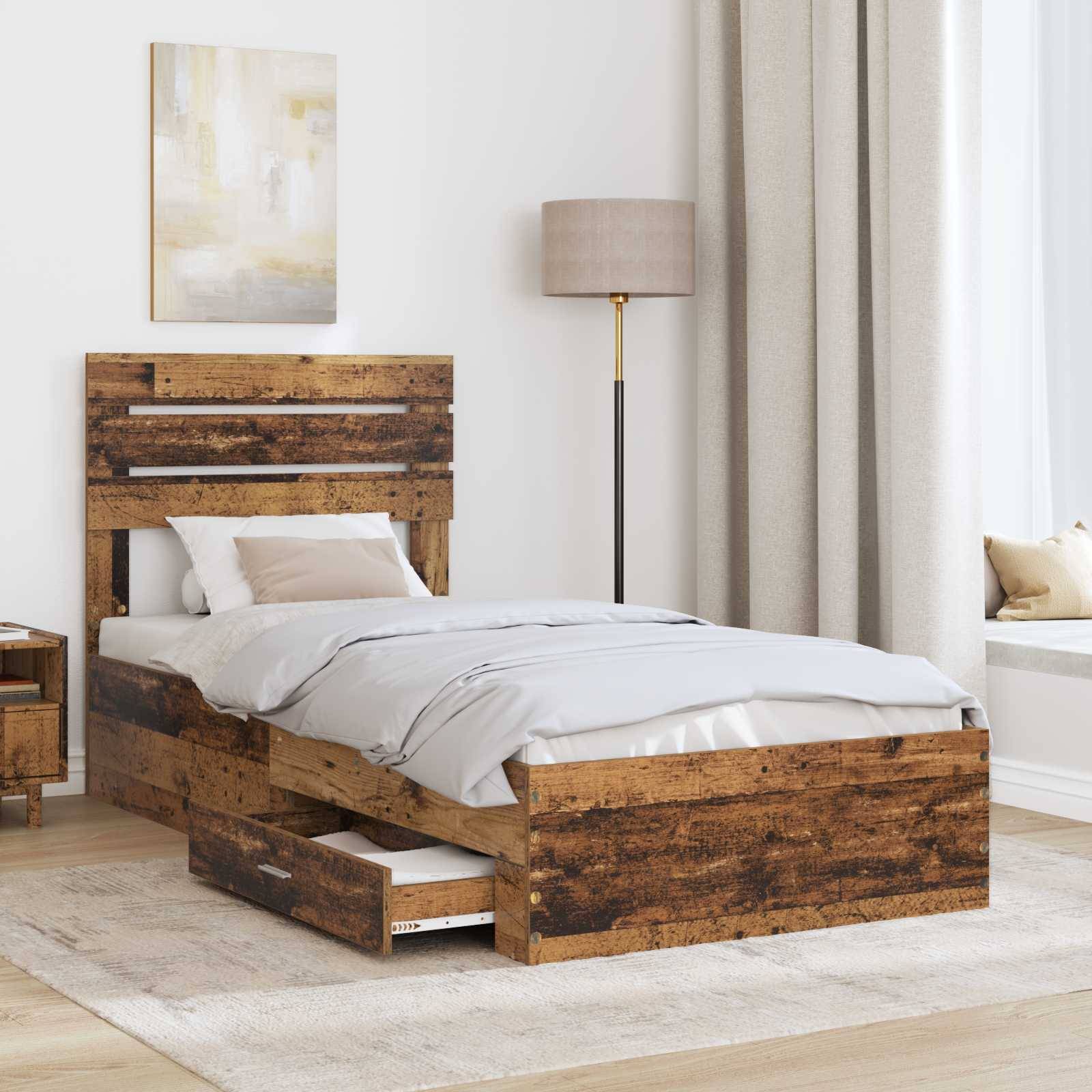 vidaXL Bettgestell mit Schubladen mit Kopfteil Holzwerkstoff