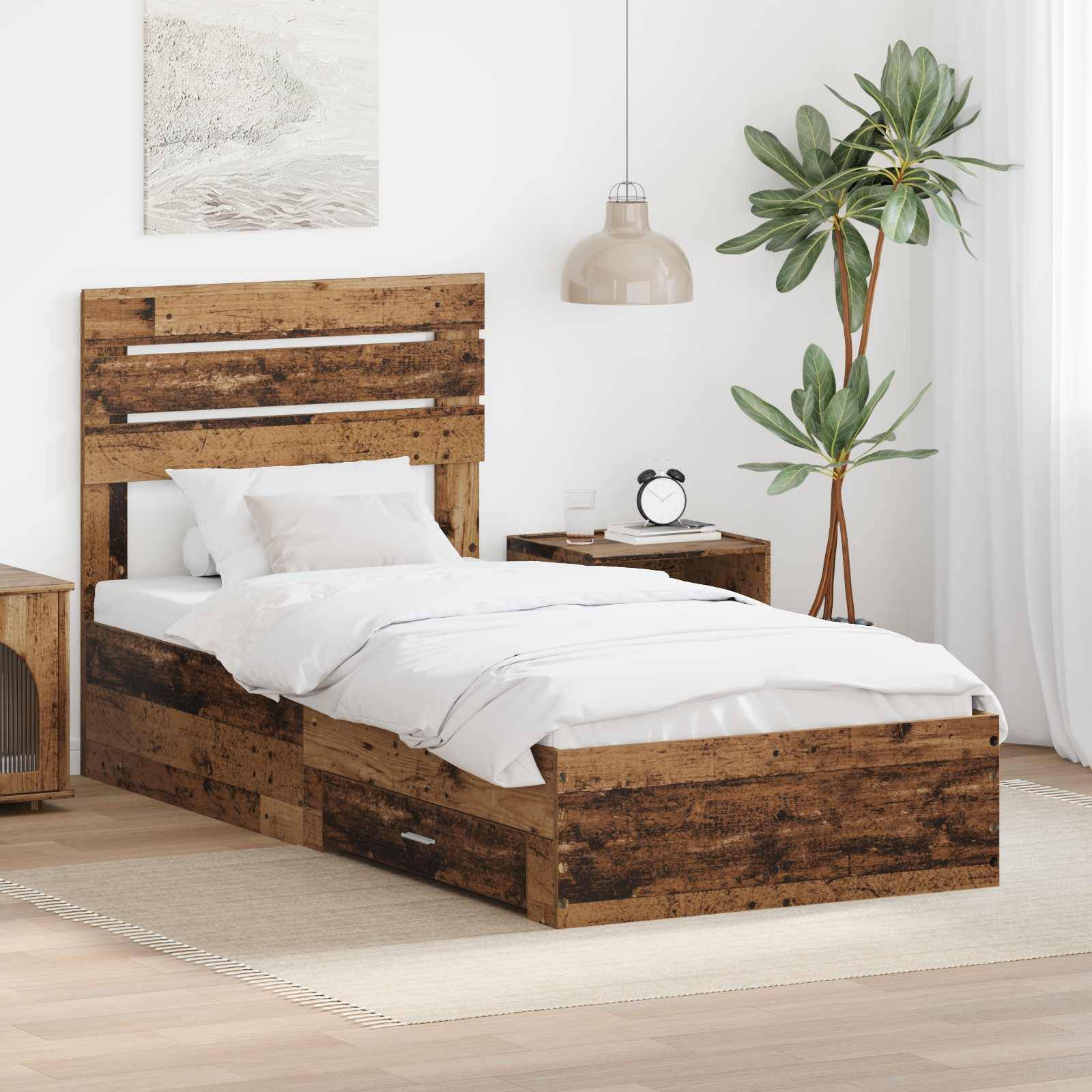 vidaXL Bettgestell mit Schubladen mit Kopfteil Holzwerkstoff