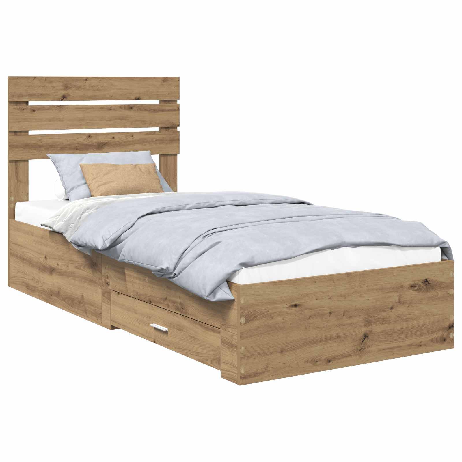 vidaXL Bettrahmen Artisan-Eiche 100 x 200 cm Holzwerkstoff