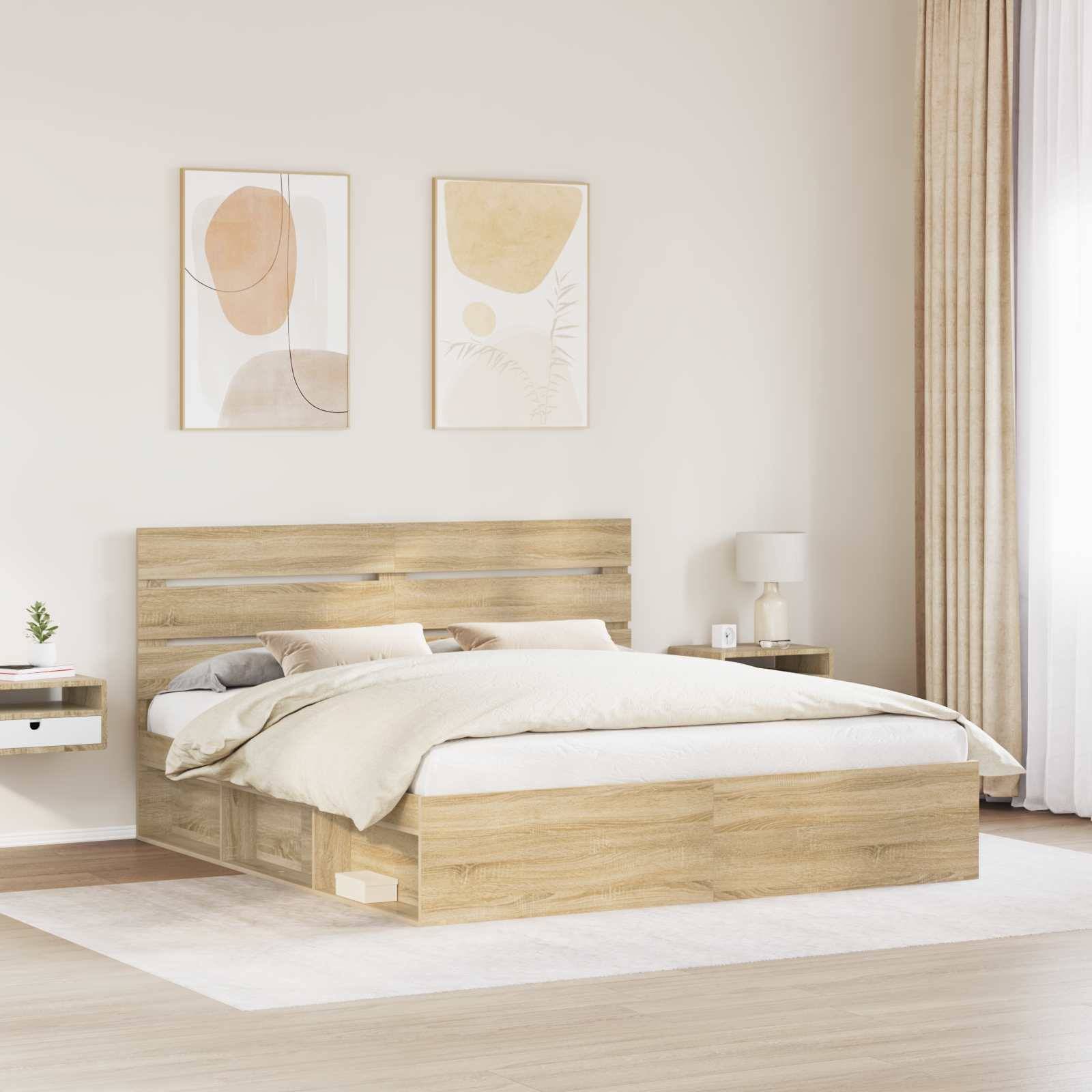 vidaXL Bettrahmen Sonoma 200 x 200 cm Massives Kiefernholz