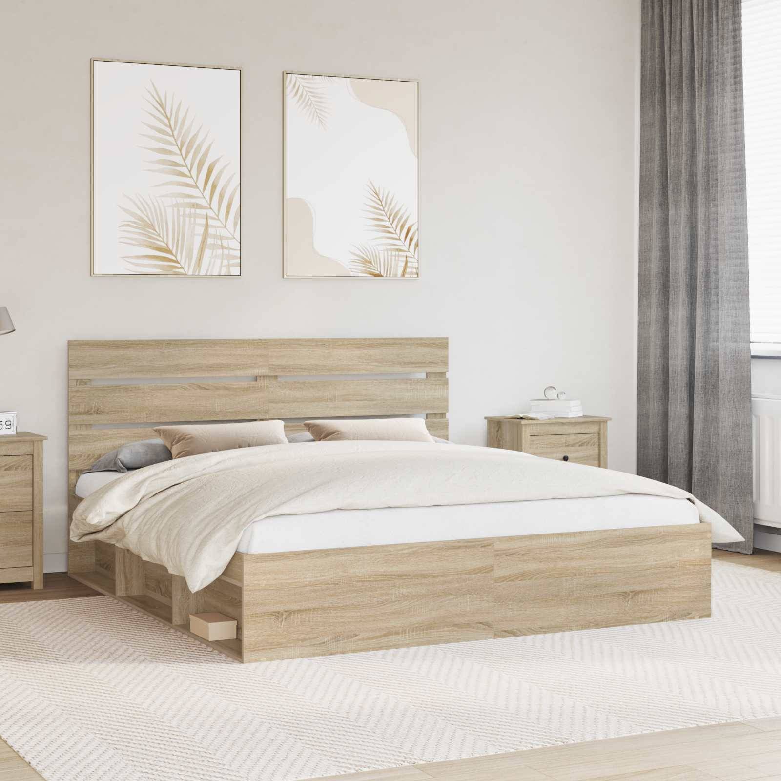 vidaXL Bettrahmen Sonoma 200 x 200 cm Massives Kiefernholz
