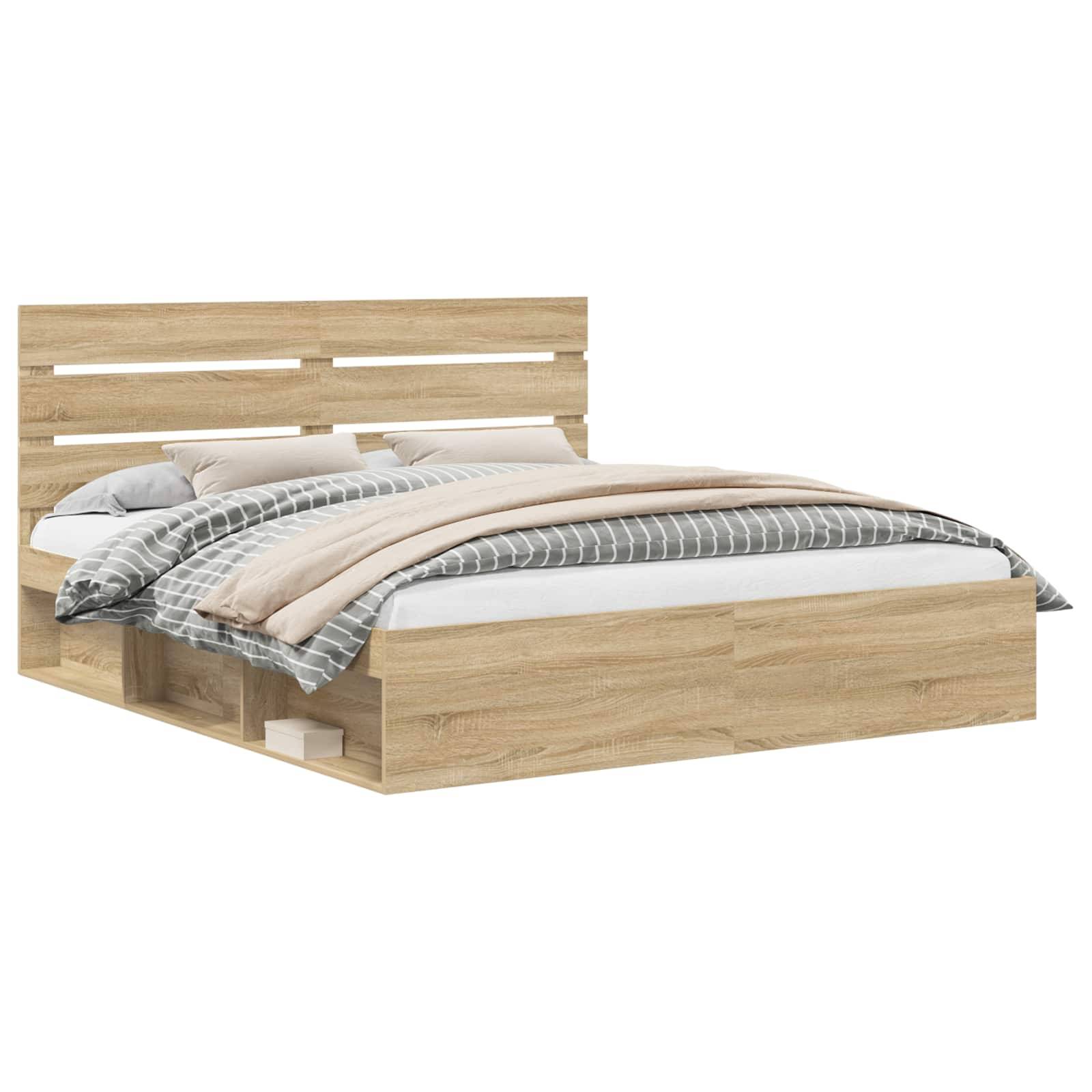 vidaXL Bettrahmen Sonoma 200 x 200 cm Massives Kiefernholz