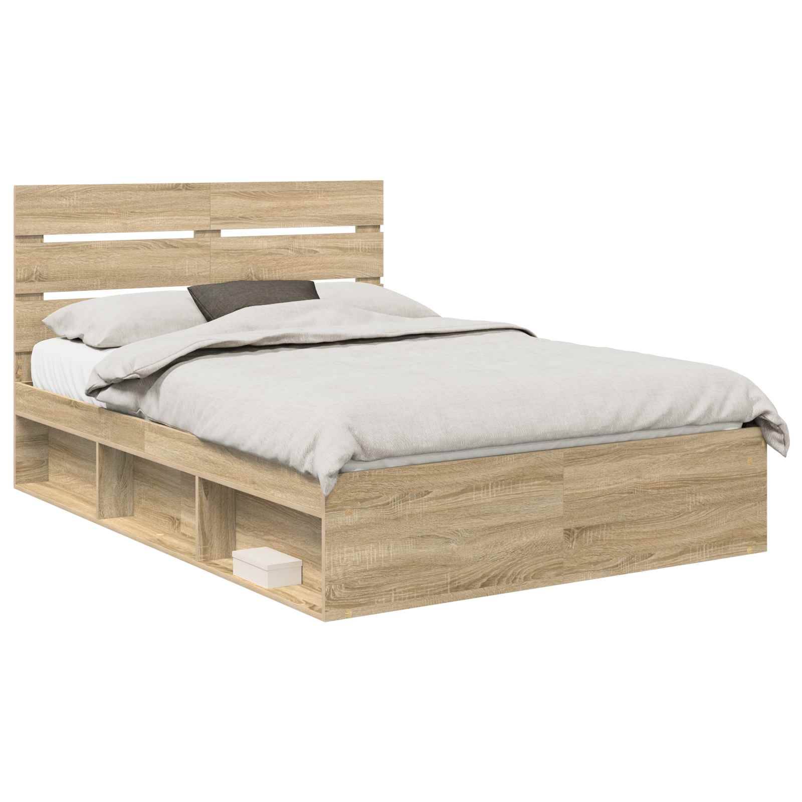 vidaXL Bettrahmen Sonoma 140 x 190 cm Massives Kiefernholz
