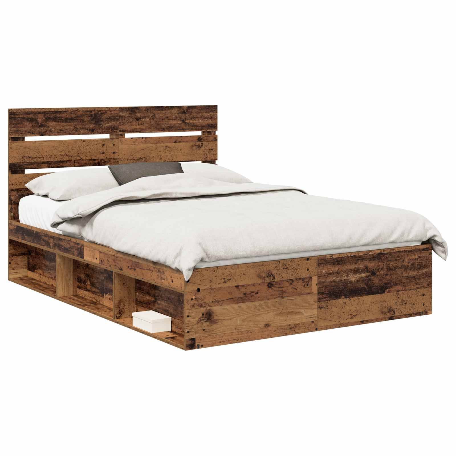 vidaXL Bettrahmen Altholz 150 x 200 cm Massives Kiefernholz