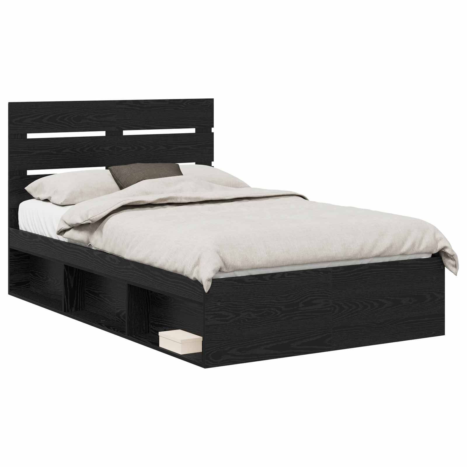 vidaXL Bettrahmen Schwarz 120 x 190 cm Massives Kiefernholz