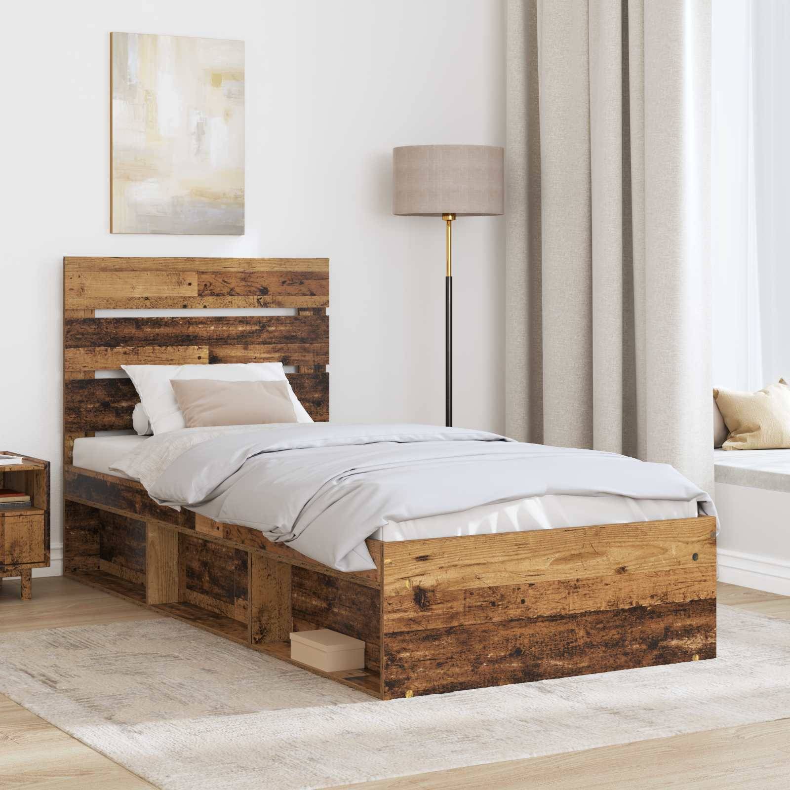 vidaXL Bettrahmen Altholz 90 x 190 cm Massives Kiefernholz