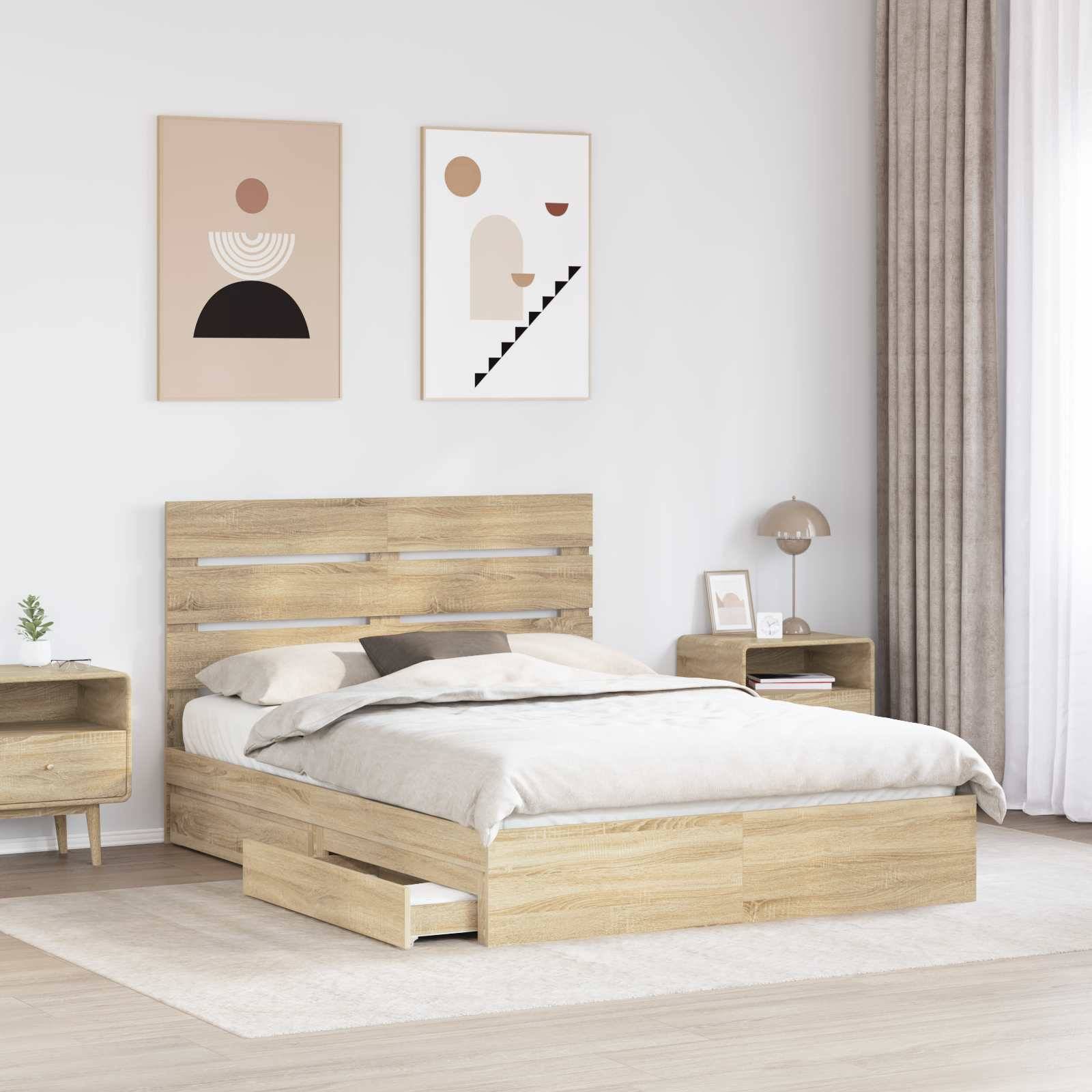 vidaXL Aufbewahrungsbett Sonoma-Eiche 160 x 200 cm Holzwerkstoff