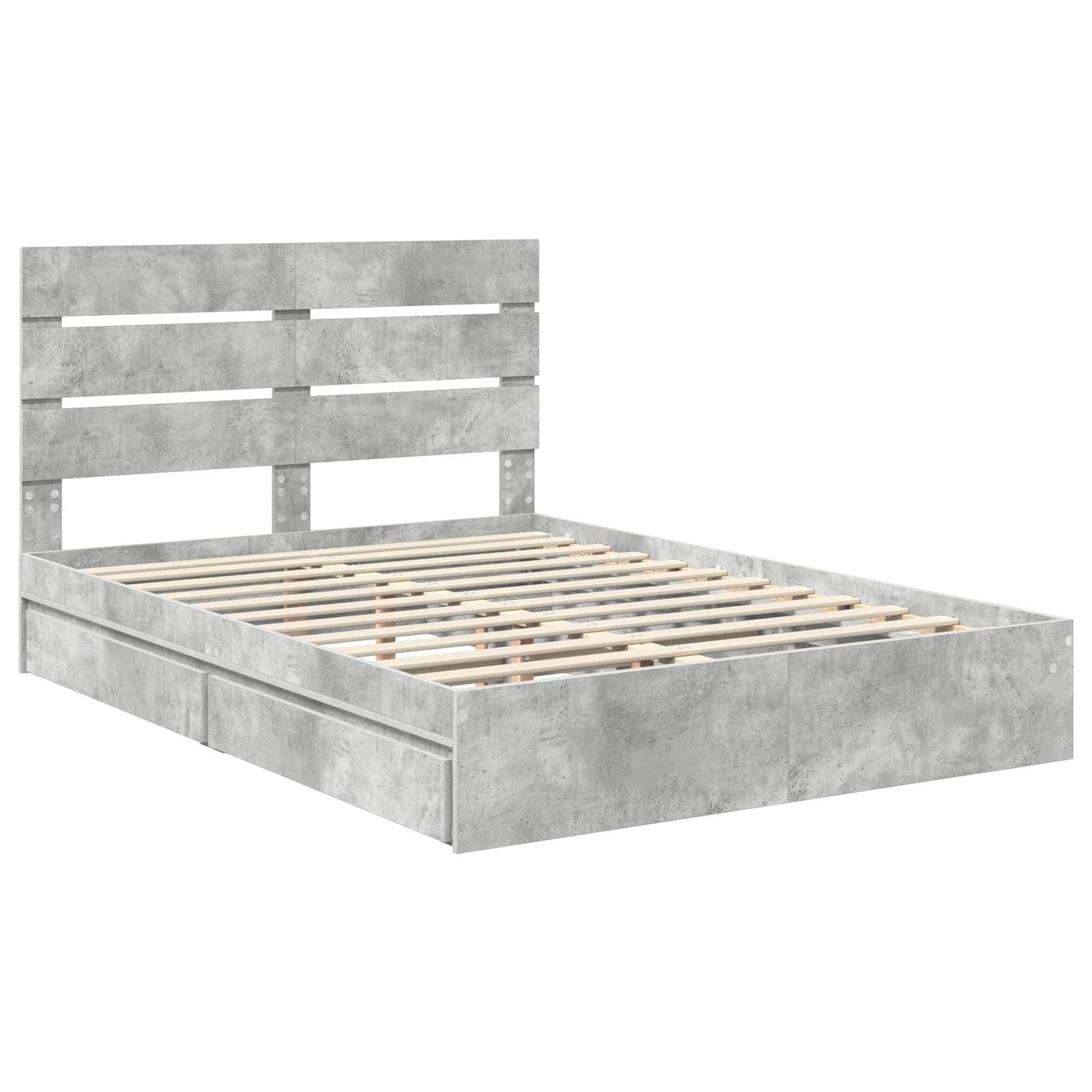 vidaXL Aufbewahrungsbett Beton Grau 150 x 200 cm Holzwerkstoff