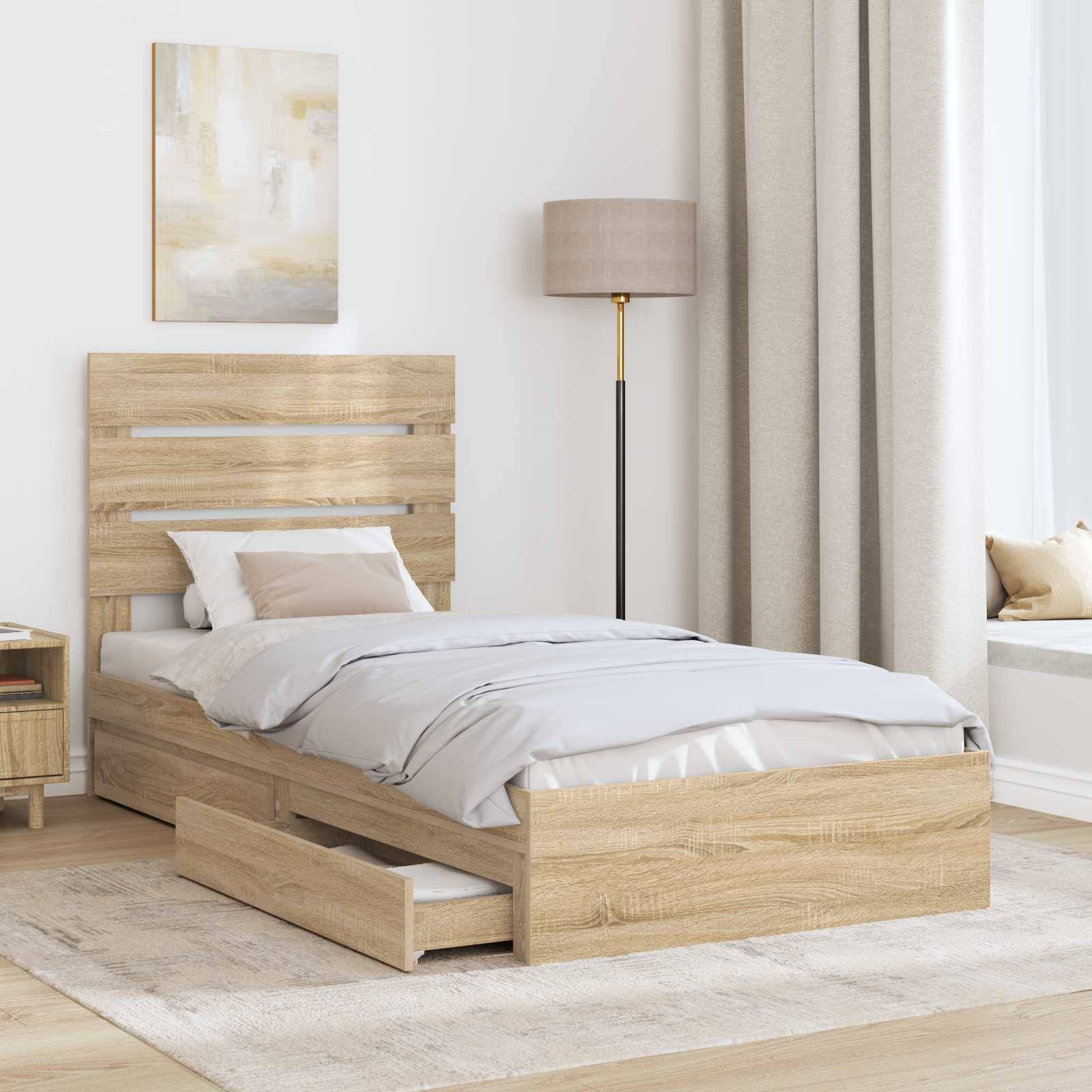 vidaXL Aufbewahrungsbett Sonoma-Eiche 70 x 190 cm Holzwerkstoff