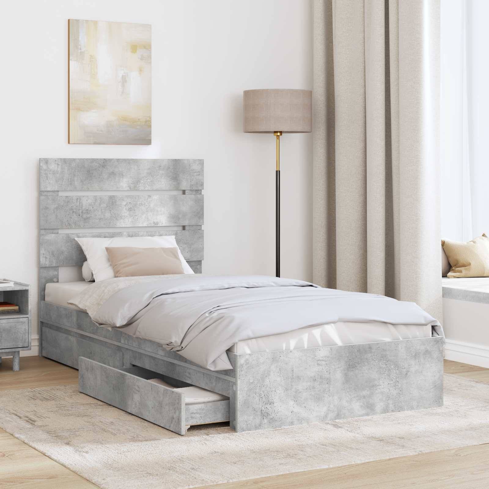 vidaXL Aufbewahrungsbett Beton Grau 90 x 190 cm Holzwerkstoff