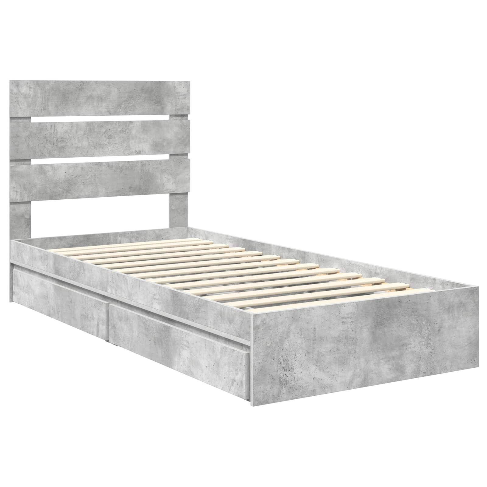 vidaXL Aufbewahrungsbett Beton Grau 90 x 190 cm Holzwerkstoff