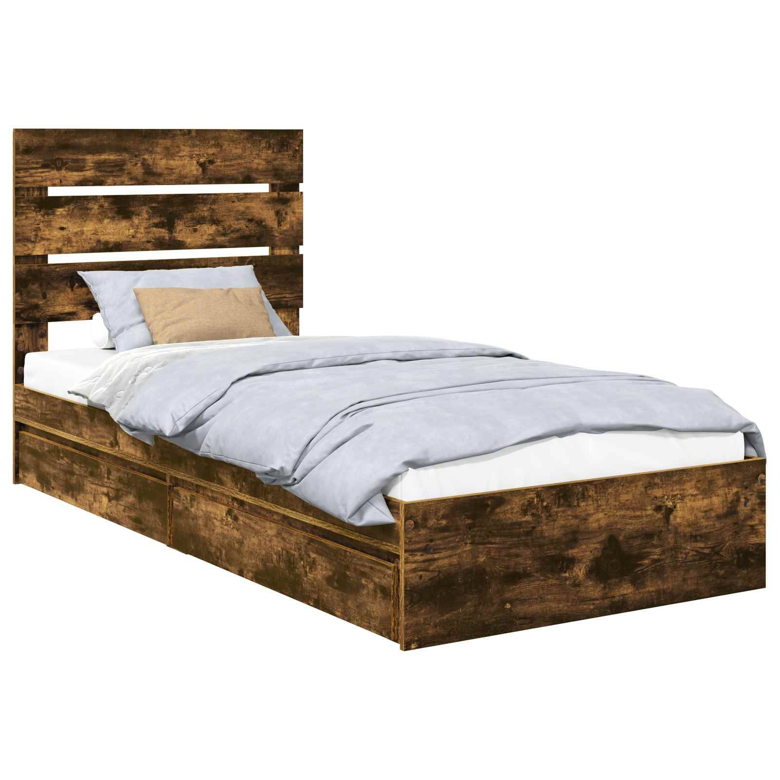 vidaXL Aufbewahrungsbett Geräucherte Eiche 90 x 190 cm Holzwerkstoff