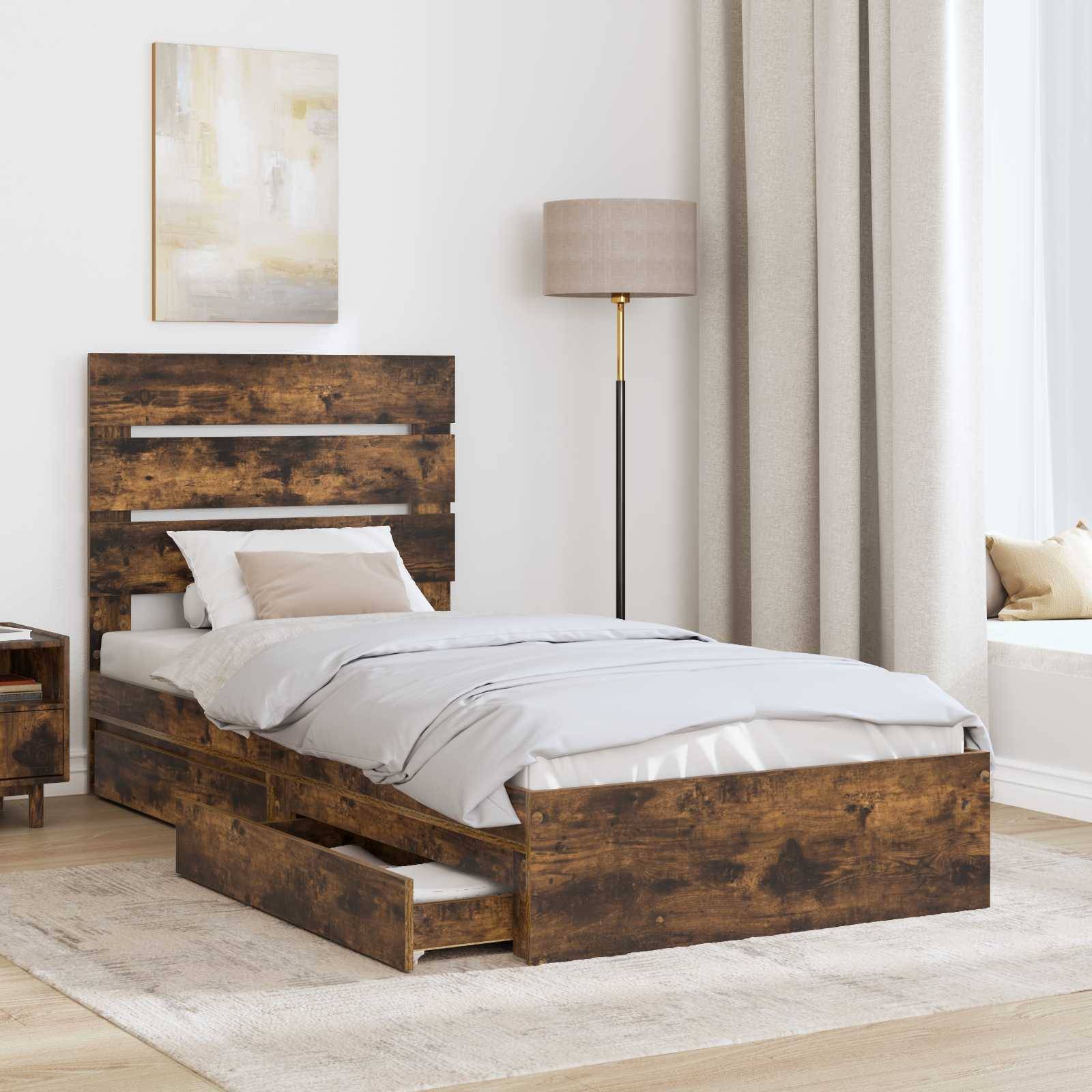 vidaXL Aufbewahrungsbett Geräucherte Eiche 70 x 190 cm Holzwerkstoff