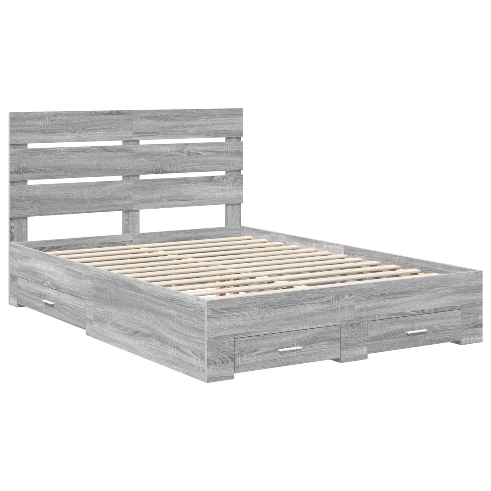 vidaXL Bettrahmen Graues Sonoma 140 x 190 cm Holzwerkstoff
