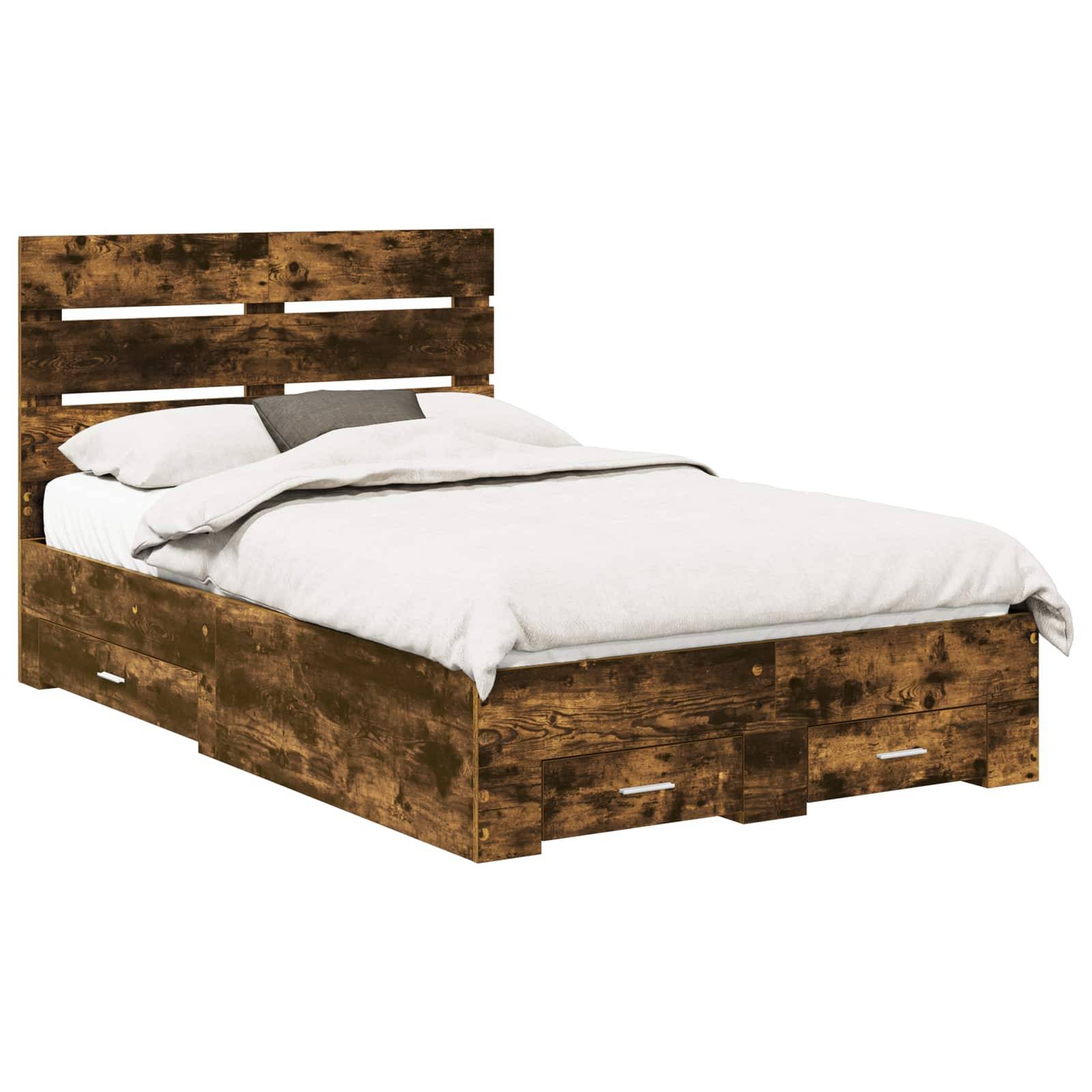 vidaXL Bettrahmen Geräucherte Eiche 120 x 200 cm Holzwerkstoff