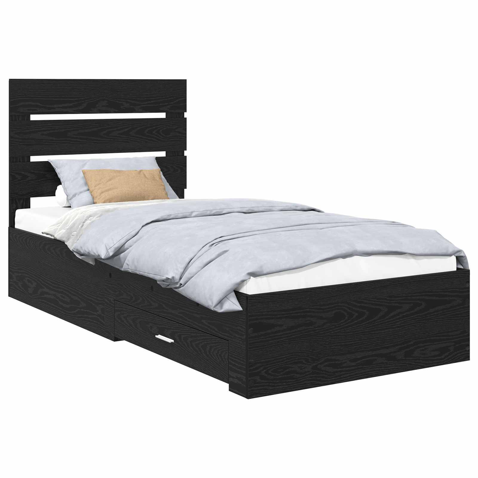vidaXL Bettrahmen Schwarz Eichen-Optik 100 x 200 cm Holzwerkstoff