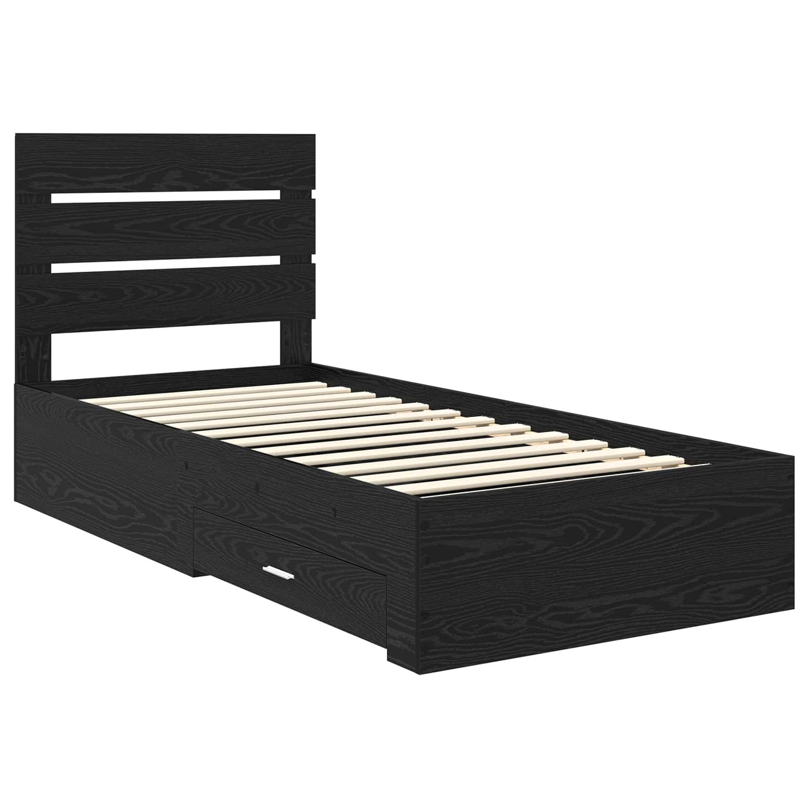 vidaXL Bettrahmen Schwarz Eichen-Optik 100 x 200 cm Holzwerkstoff