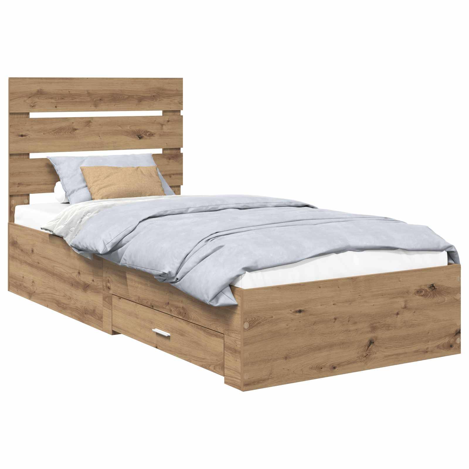 vidaXL Bettrahmen Artisan-Eiche 100 x 200 cm Holzwerkstoff