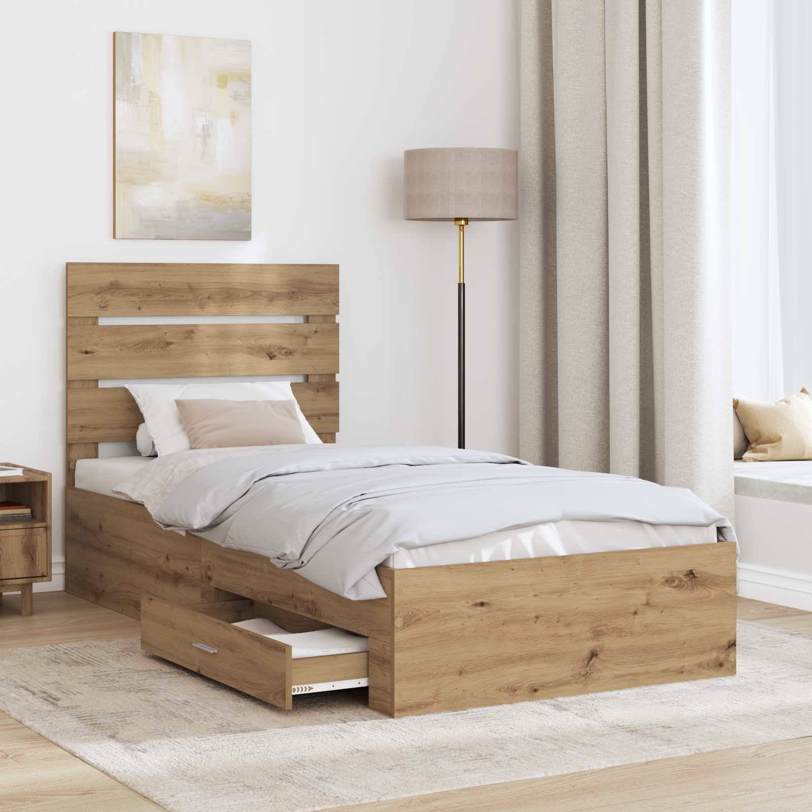 vidaXL Bettrahmen Artisan-Eiche 100 x 200 cm Holzwerkstoff