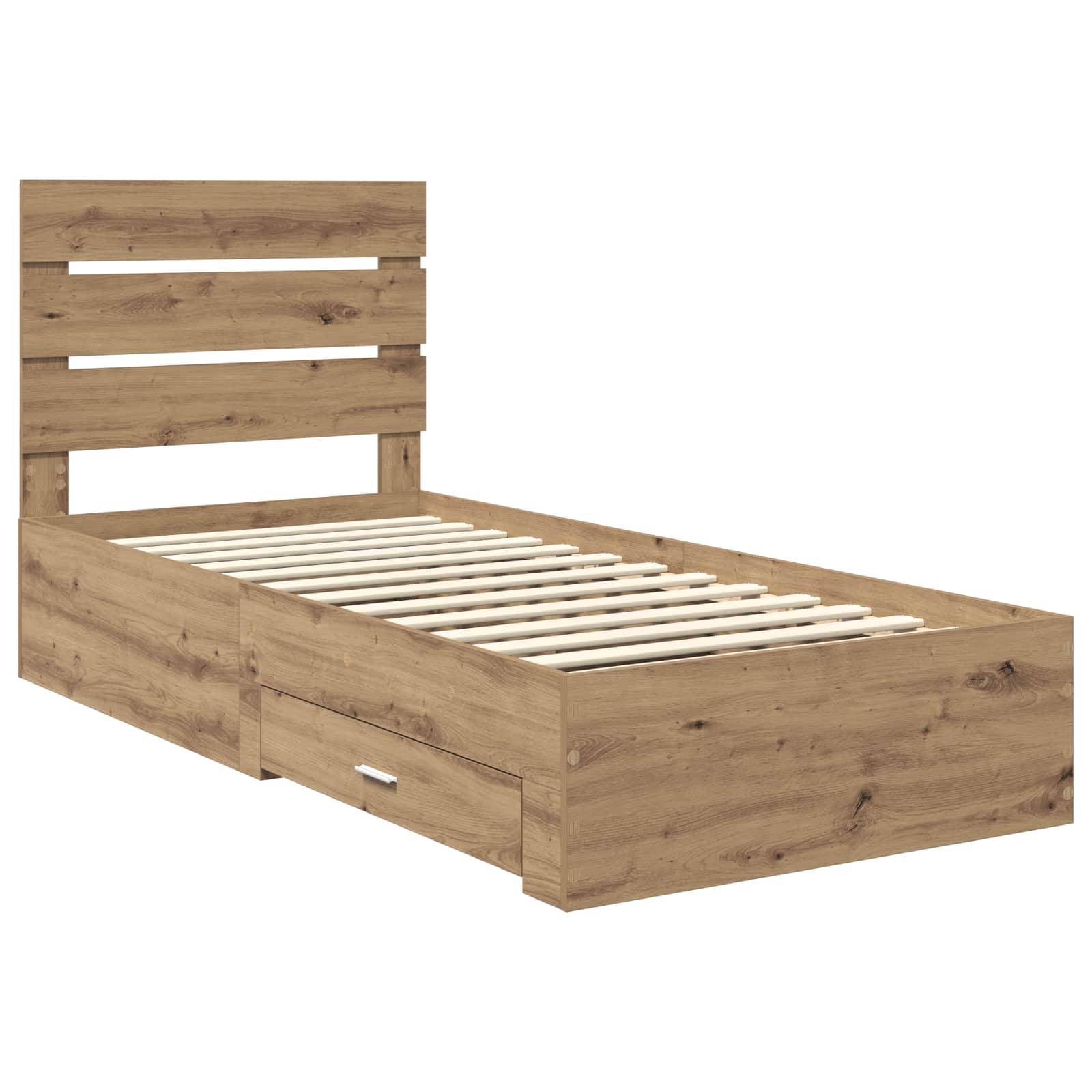 vidaXL Bettrahmen Artisan-Eiche 100 x 200 cm Holzwerkstoff