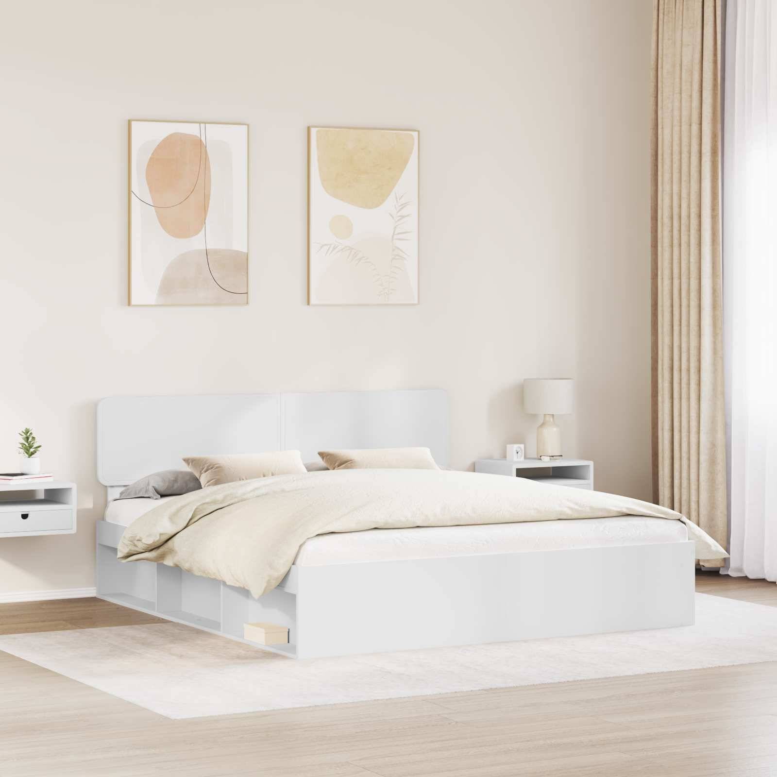 vidaXL Bettrahmen mit Kopfteil Weiß 180 x 200 cm Massives Kiefernholz