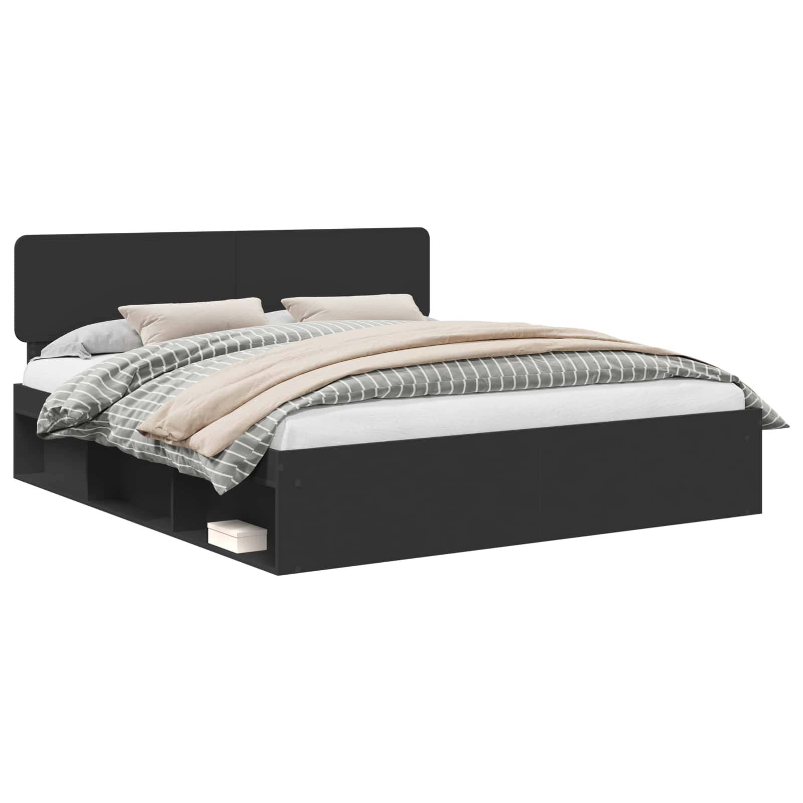 vidaXL Bettrahmen Schwarz 180 x 200 cm Massives Kiefernholz