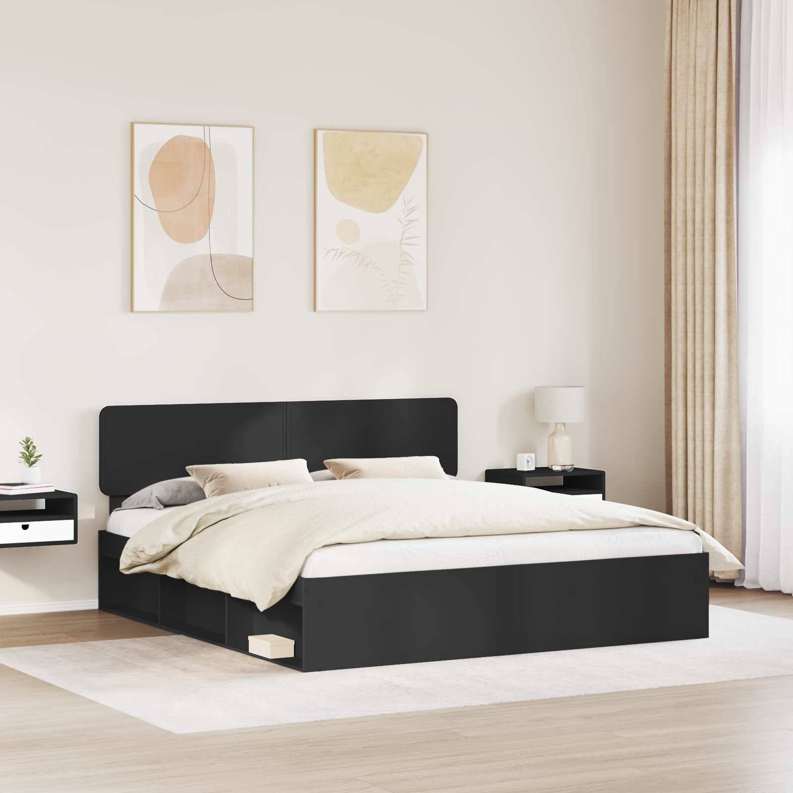 vidaXL Bettrahmen Schwarz 180 x 200 cm Massives Kiefernholz