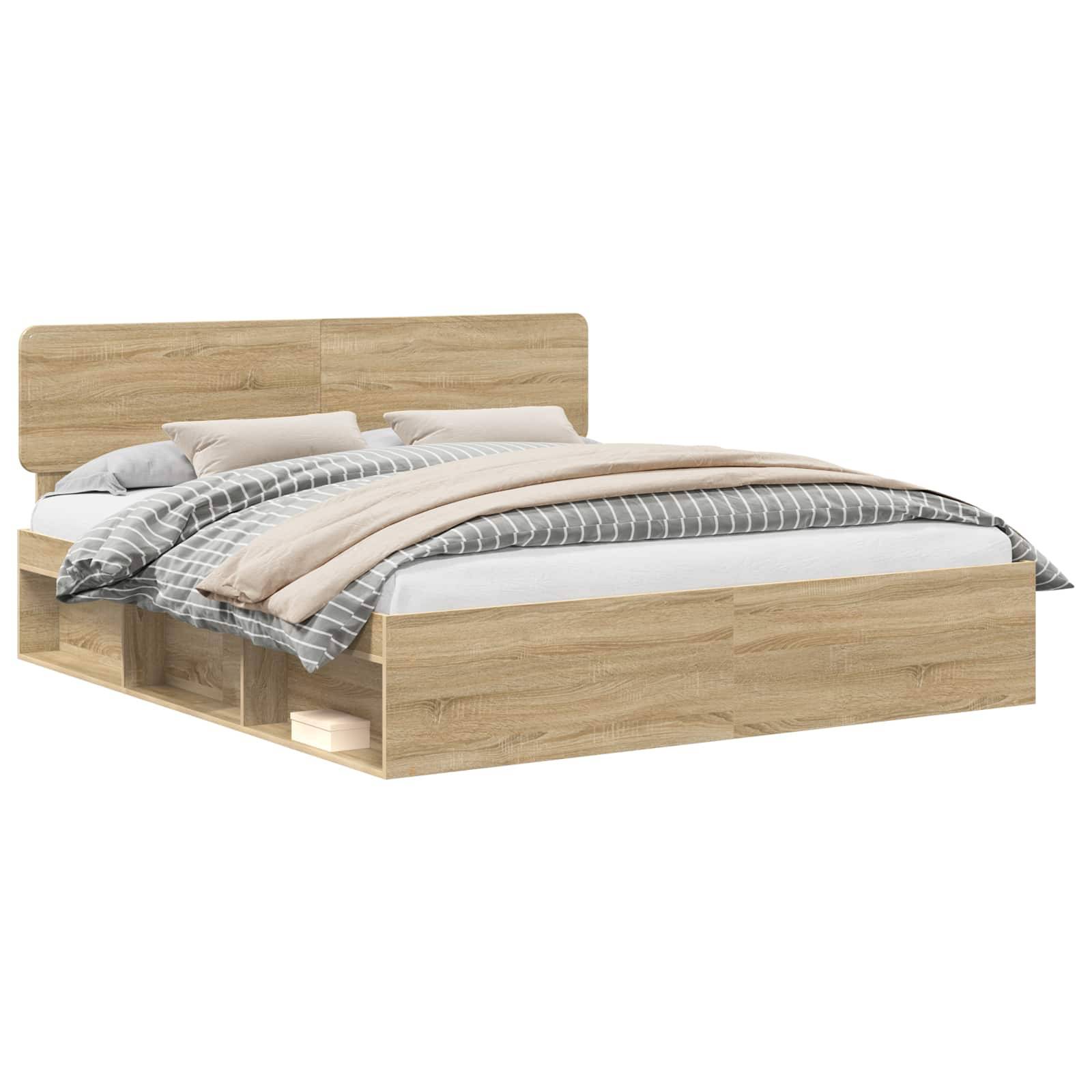 vidaXL Bettrahmen Sonoma 200 x 200 cm Massives Kiefernholz