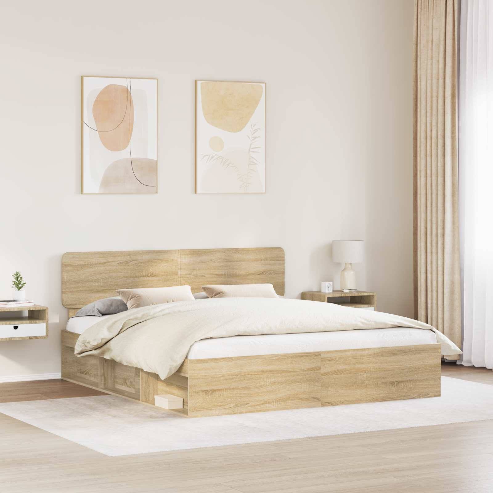 vidaXL Bettrahmen Sonoma 200 x 200 cm Massives Kiefernholz